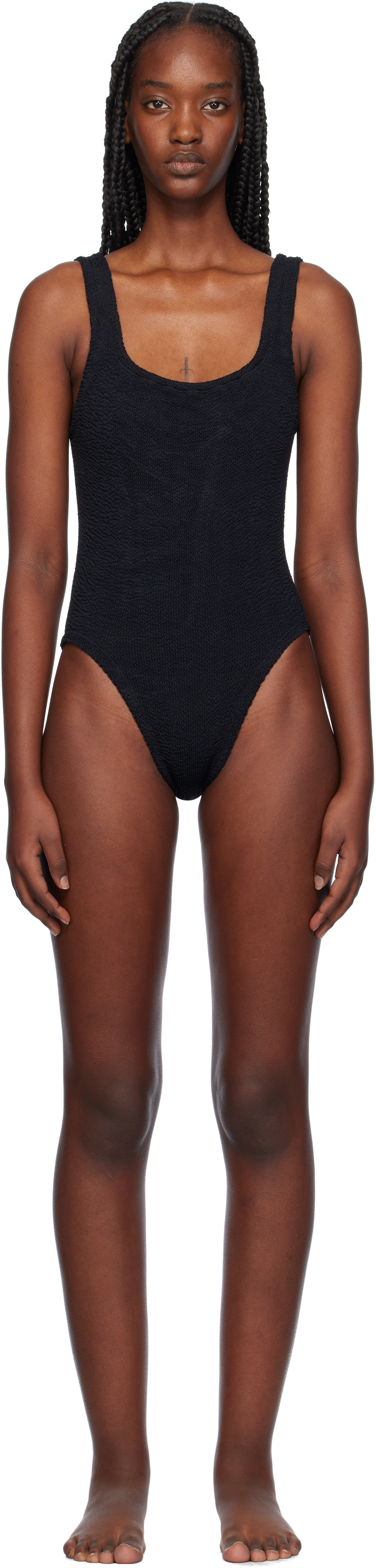 Black Square Neck Swimsuit