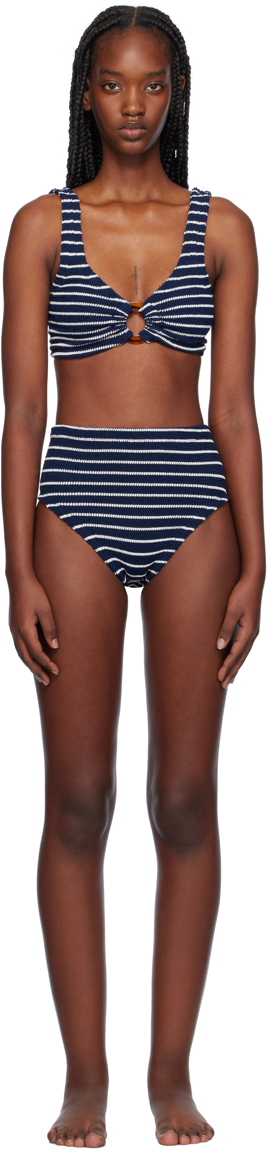【関税込み】Hunza G ネイビー＆ホワイト Nadine ビキニ Navy & White Nadine Bikini by Hunza G on Sale