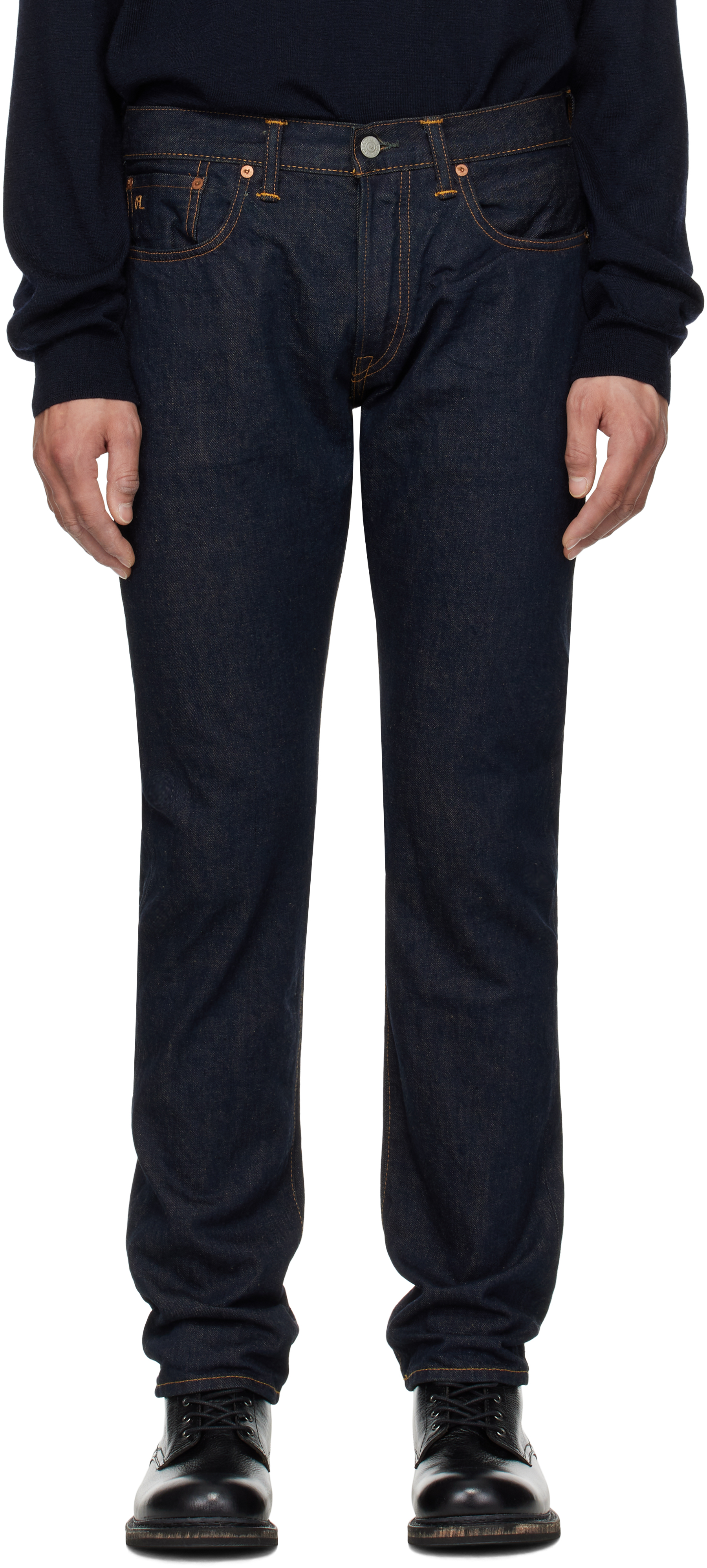 Navy Slim Fit Once-Washed Selvedge Jeans