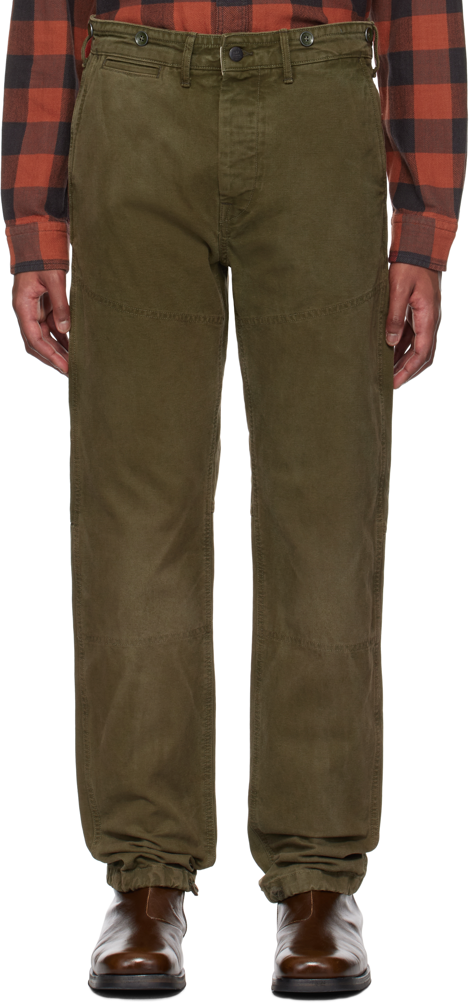 Green Engineer Fit Canvas Trousers