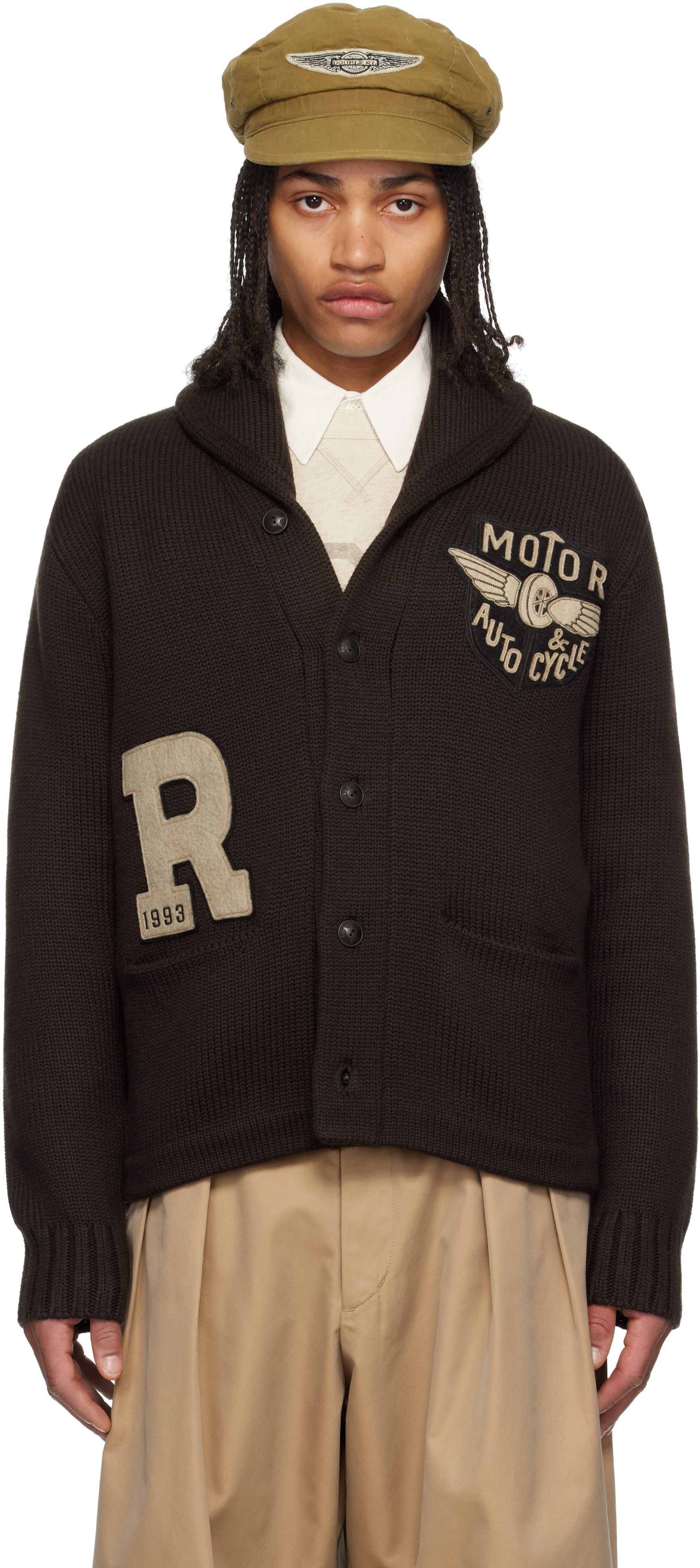 RRL カーディガン 100%ウール ブラウン RRL カーディガン 100%ウール ブラウン