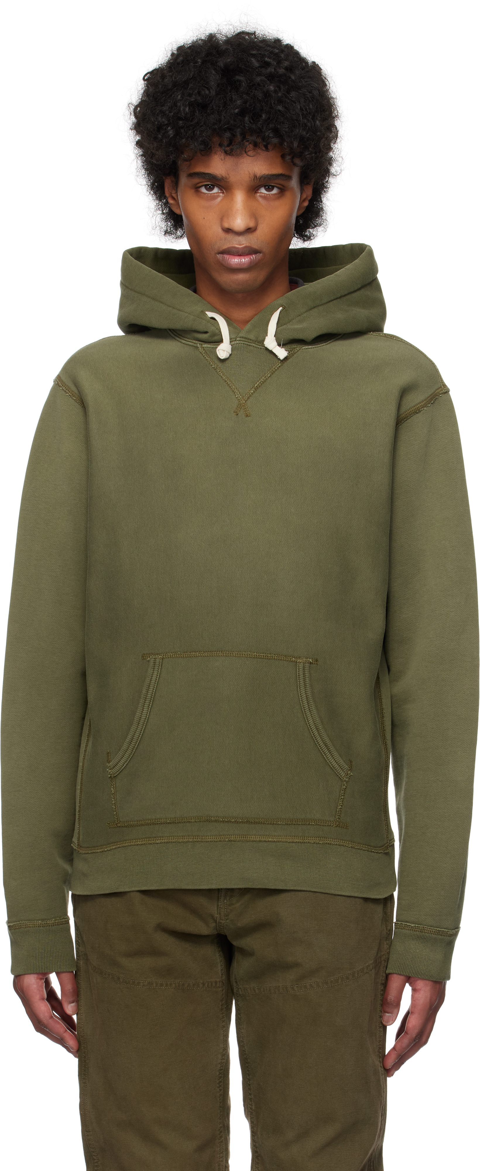 Khaki Garment-Dyed Hoodie