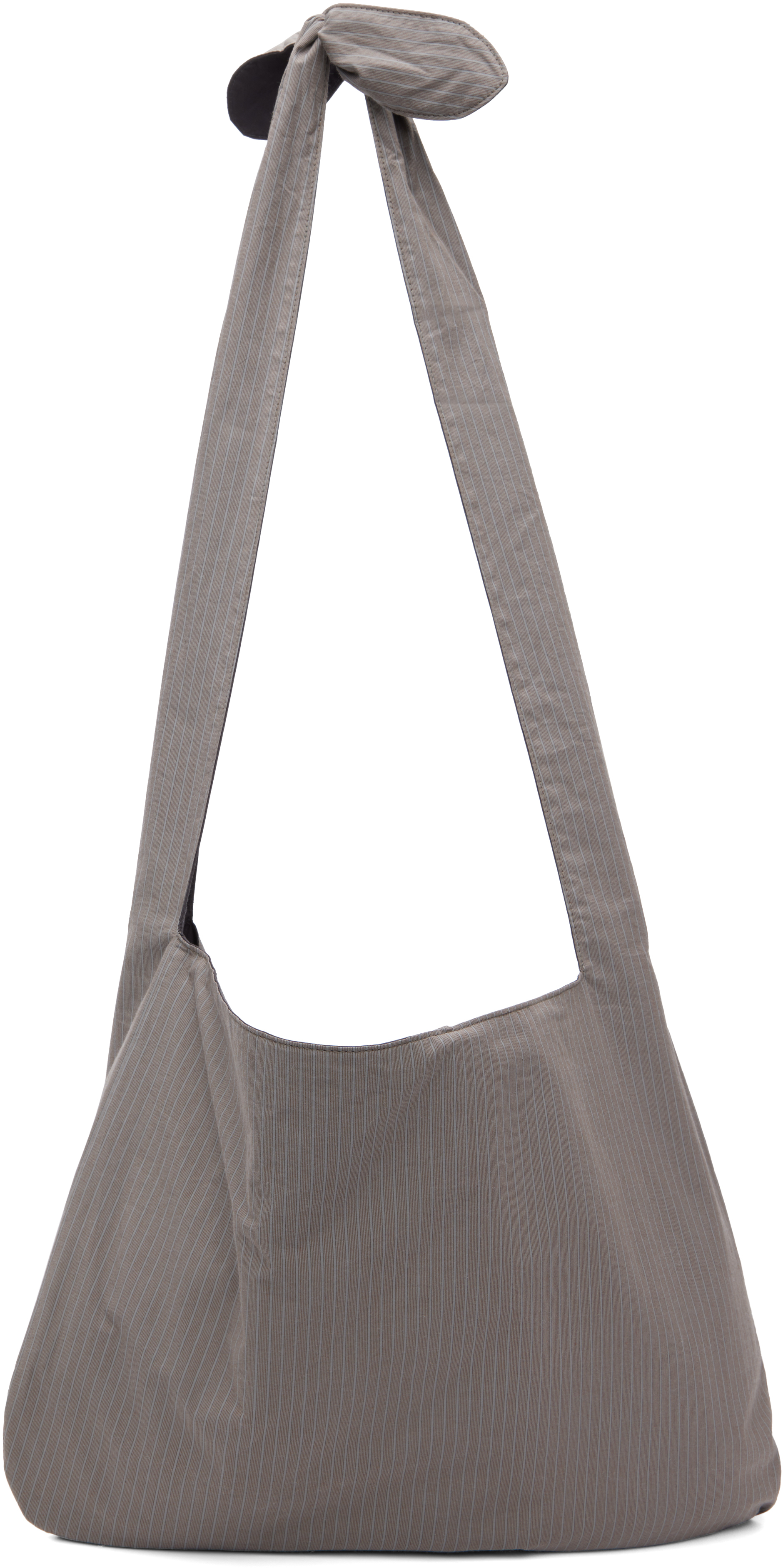 Gray Stripe Large Shoulder Bag