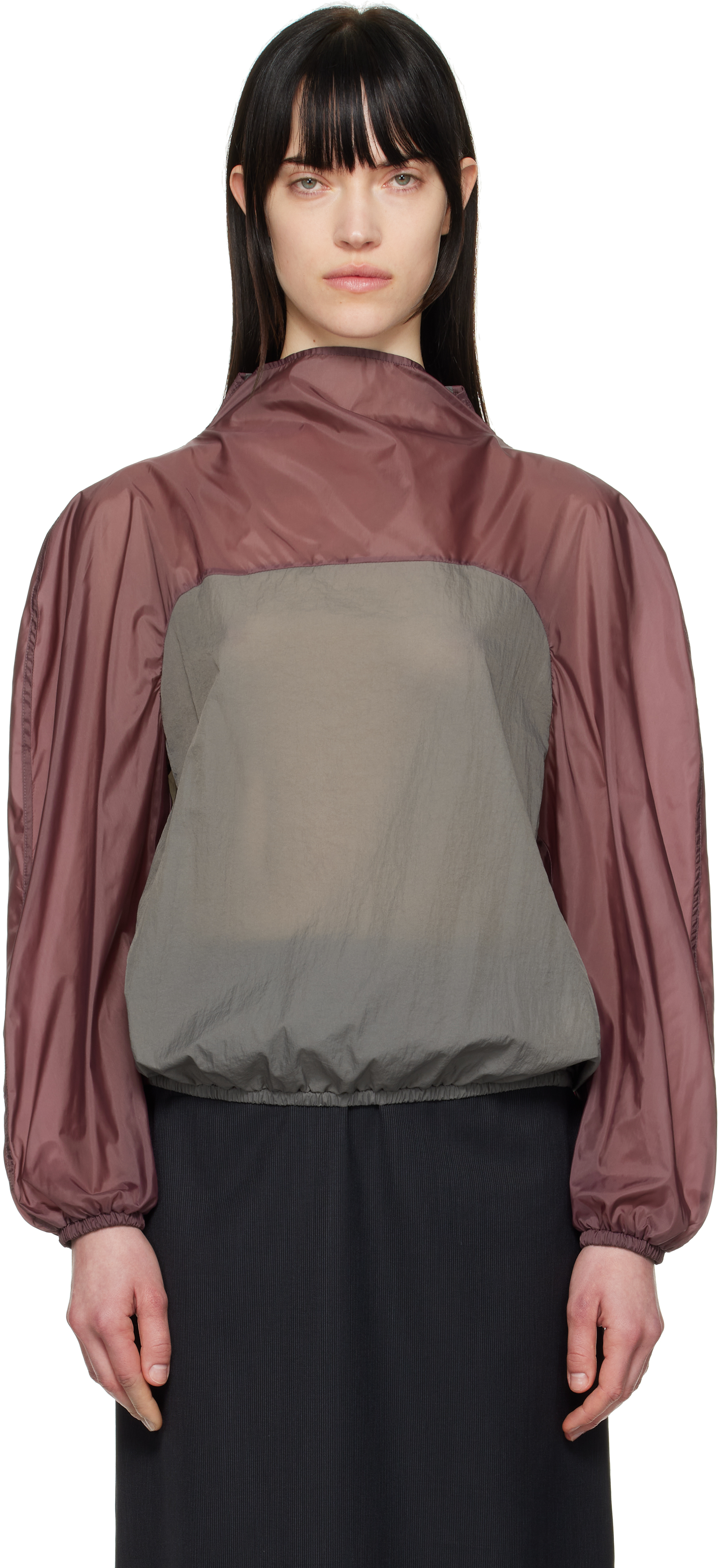 Gray 
Purple Sheer Nylon Two-Way Jacket