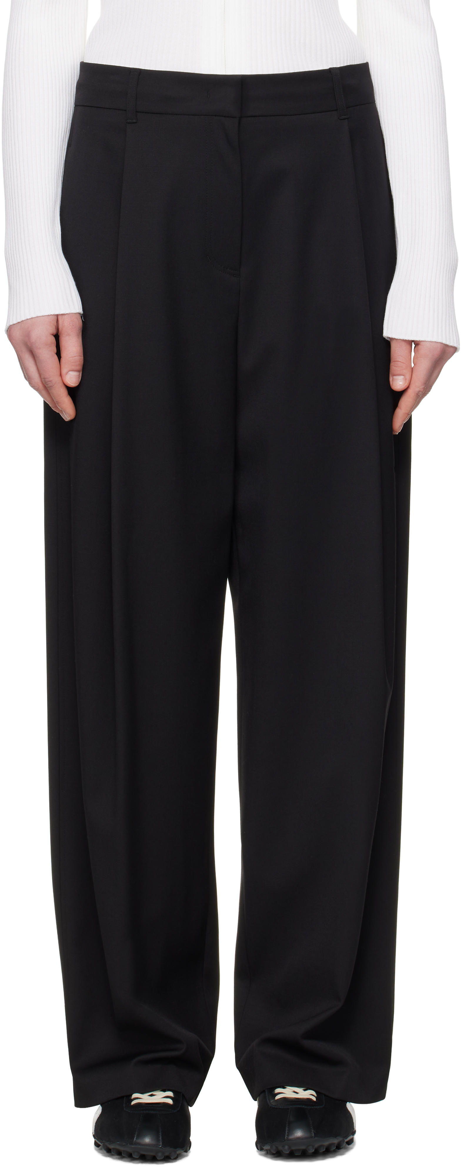 Brown Wide Tuck Trousers