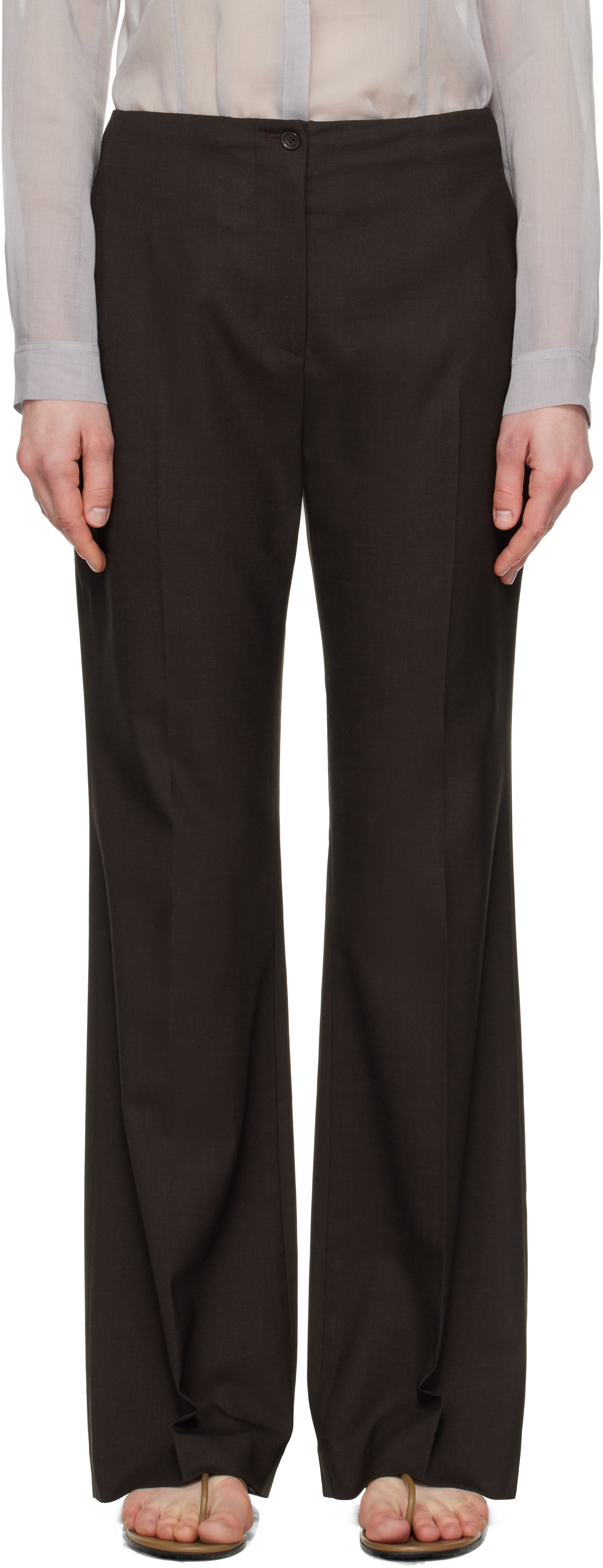 Brown Straight Fit Trousers