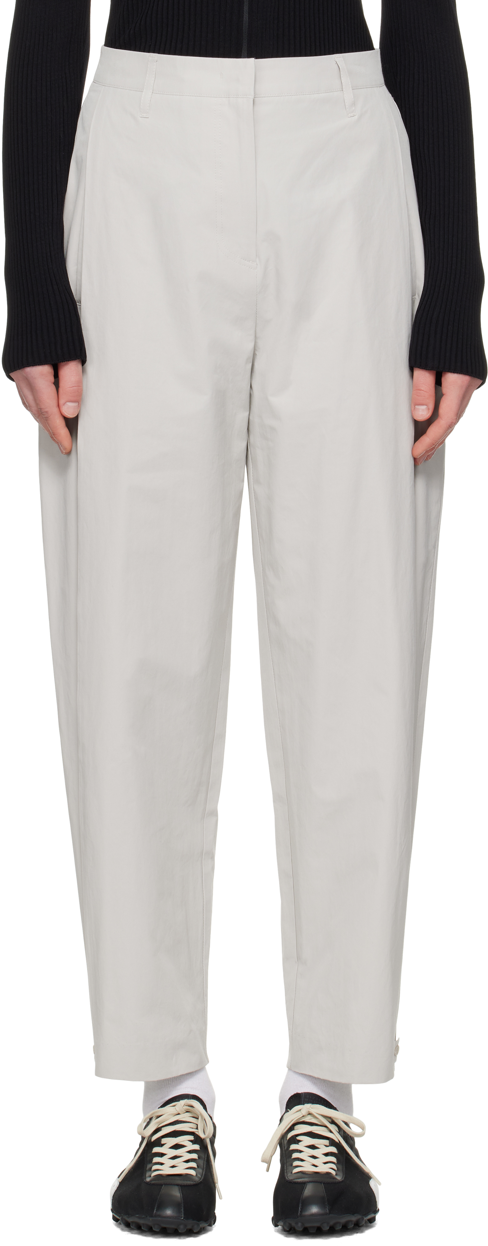 Gray Button Garconne Trousers