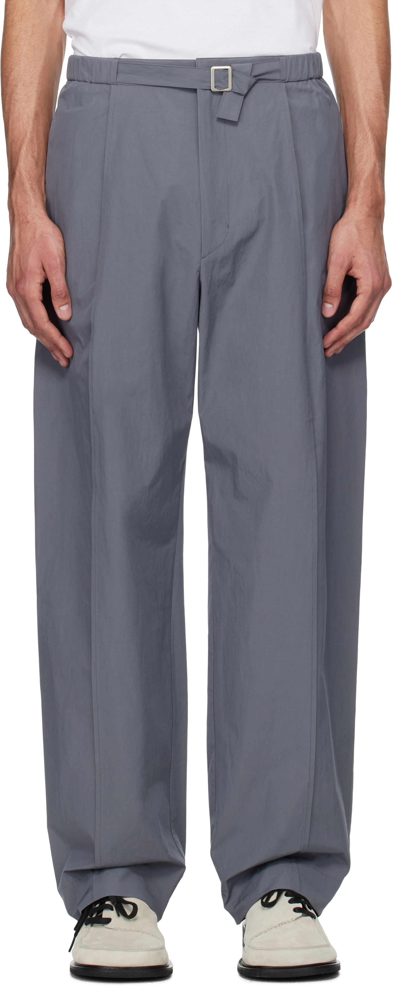MIX TUCK DESIGN WIDE SLACKS【GRAY】 | SHIKITARI