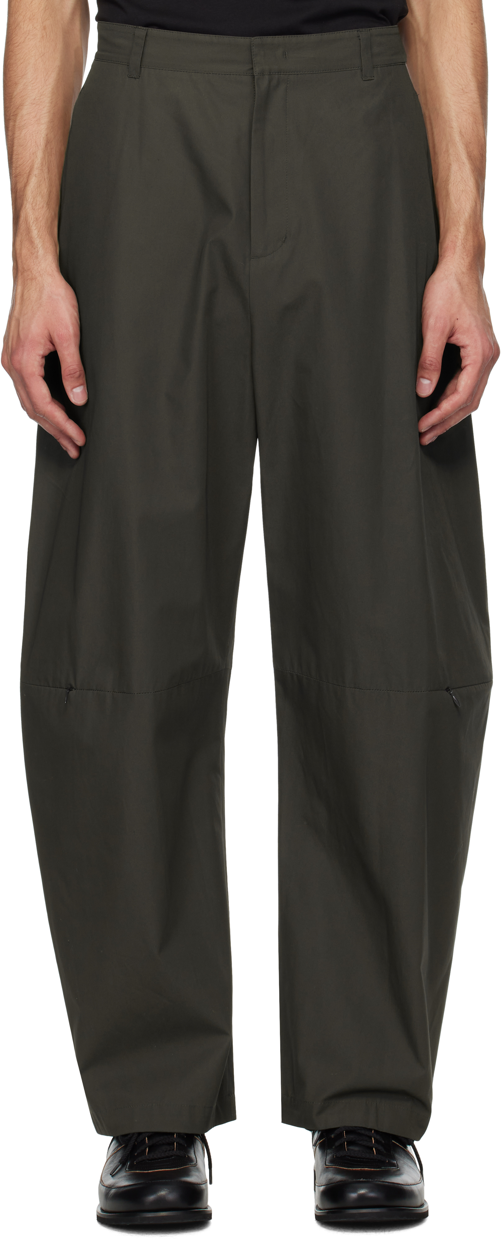 Brown Curved Zip Trousers