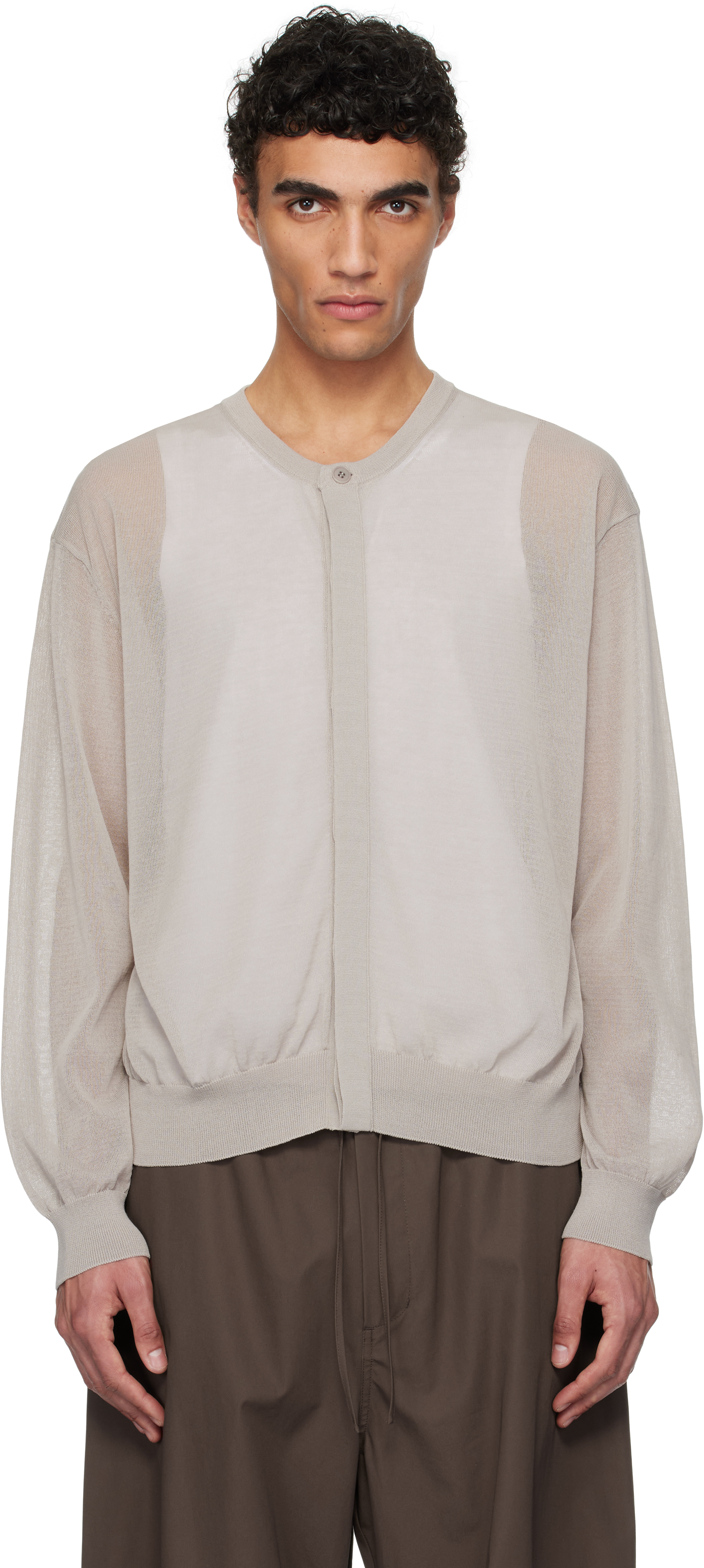 トップス AMOMENTO SHEER CARDIGAN Gray Wholegarment Sheer Cardigan by AMOMENTO on Sale