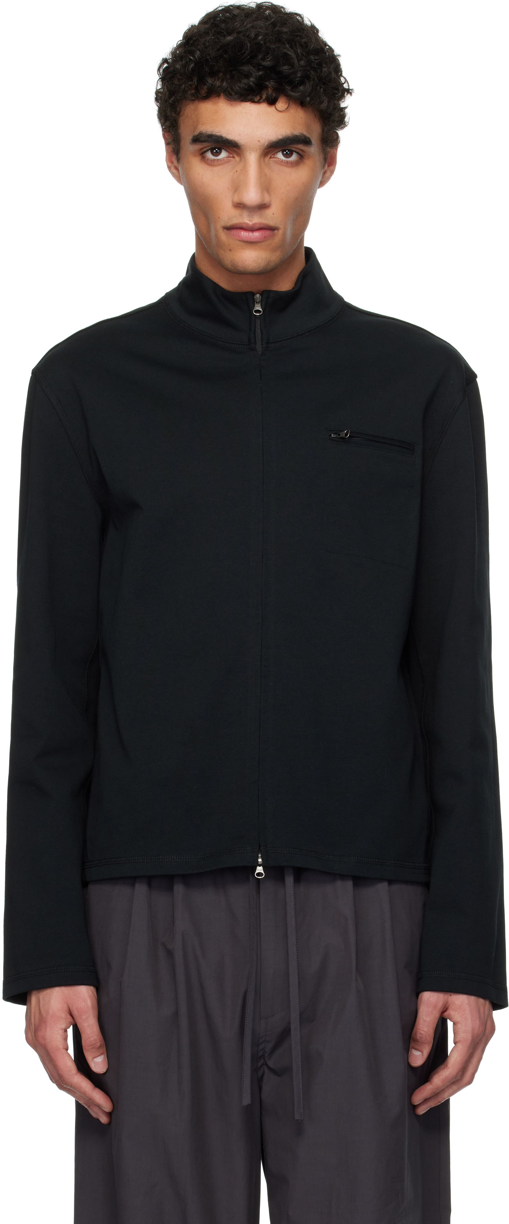 Black Slim Fit Pocket Jacket