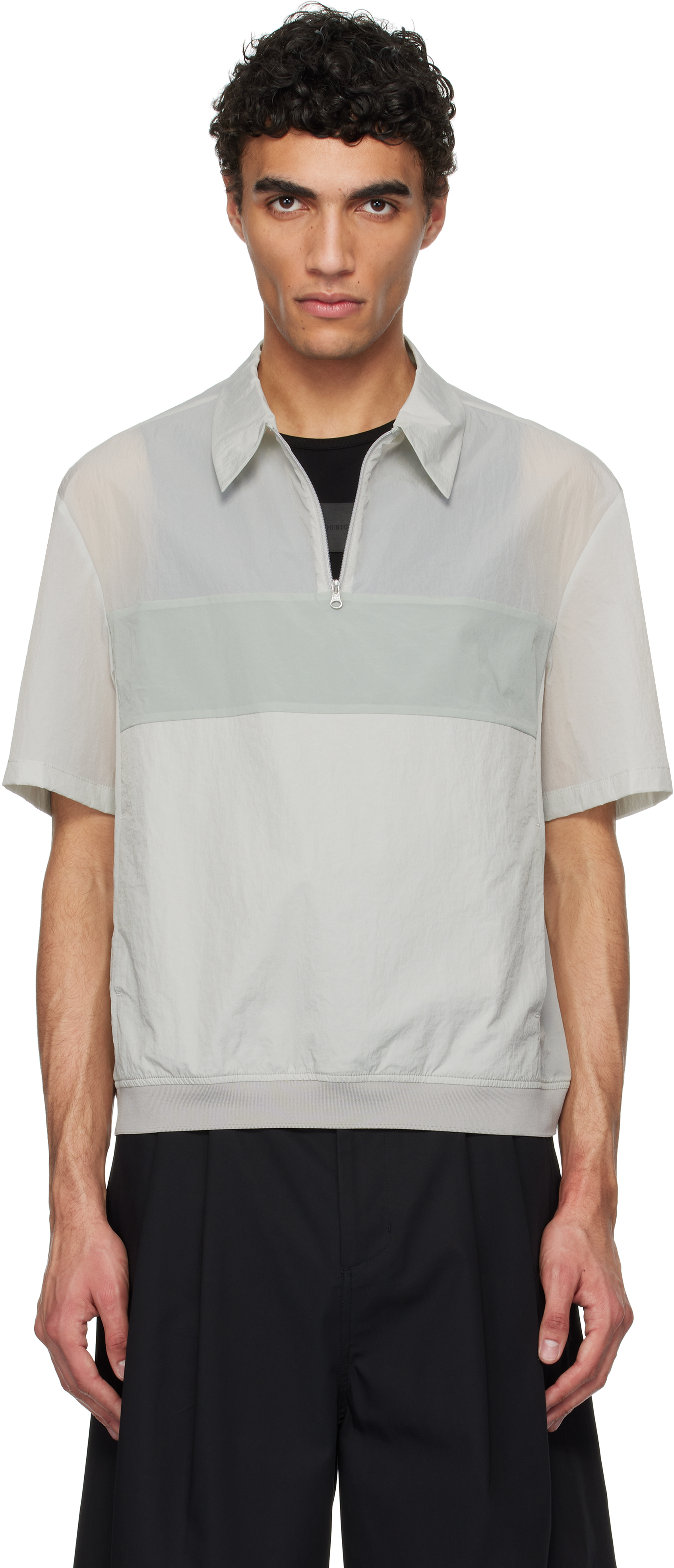 Grey Sheer Color Block Polo