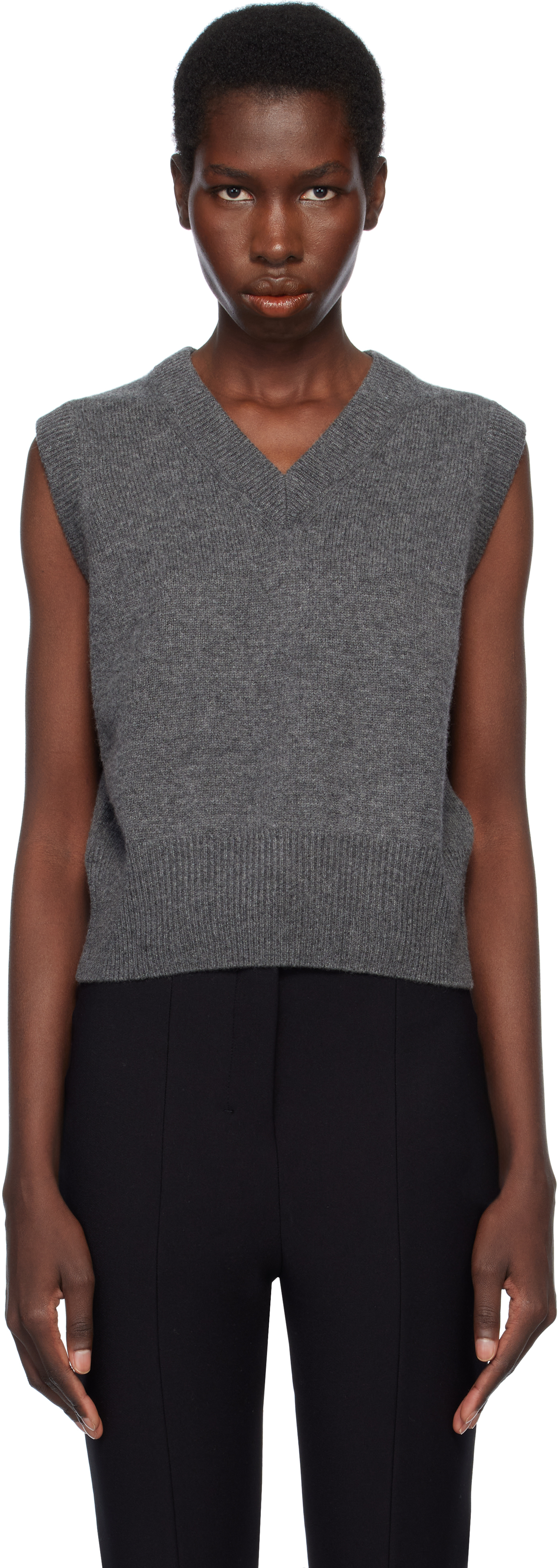PARIS GEORGIA GRAY ELEMENTAL MERINO CASHMERE VEST 