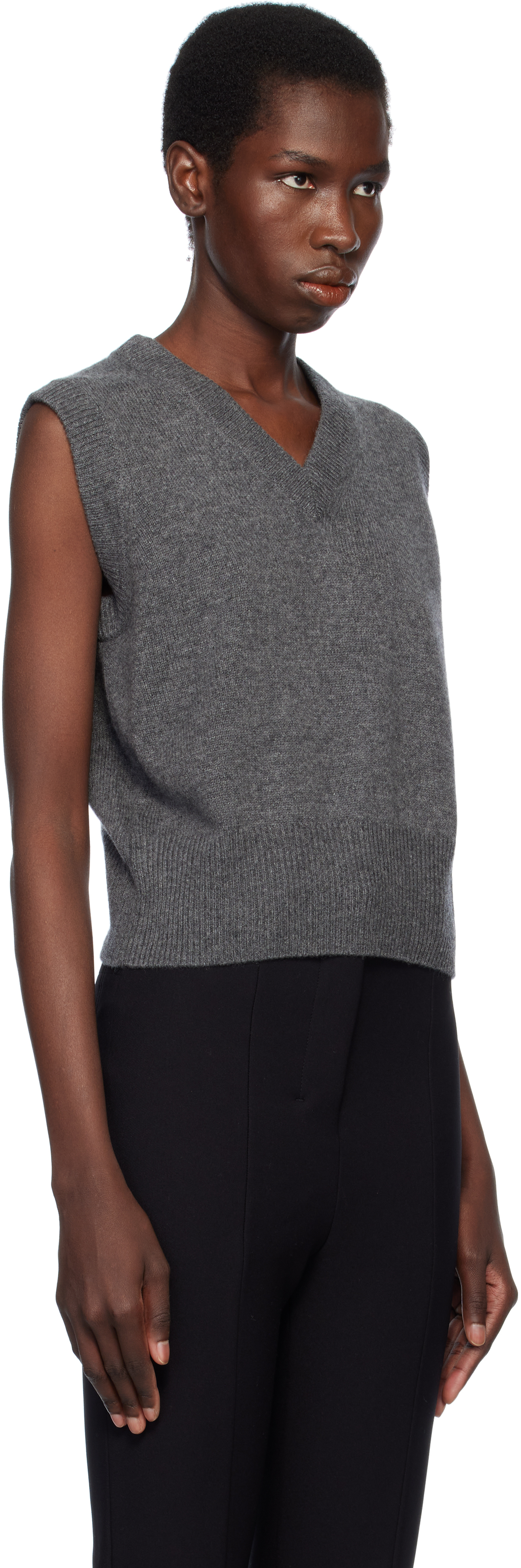 PARIS GEORGIA GRAY ELEMENTAL MERINO CASHMERE VEST 