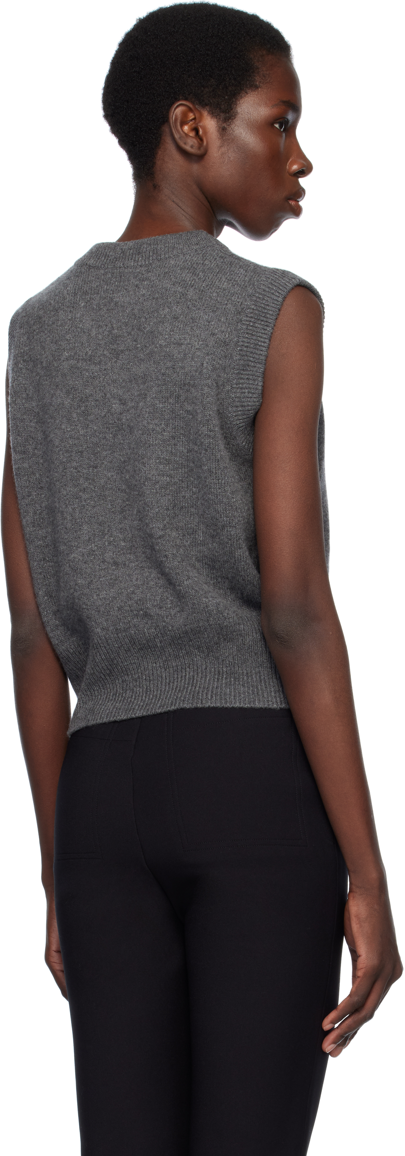PARIS GEORGIA GRAY ELEMENTAL MERINO CASHMERE VEST 