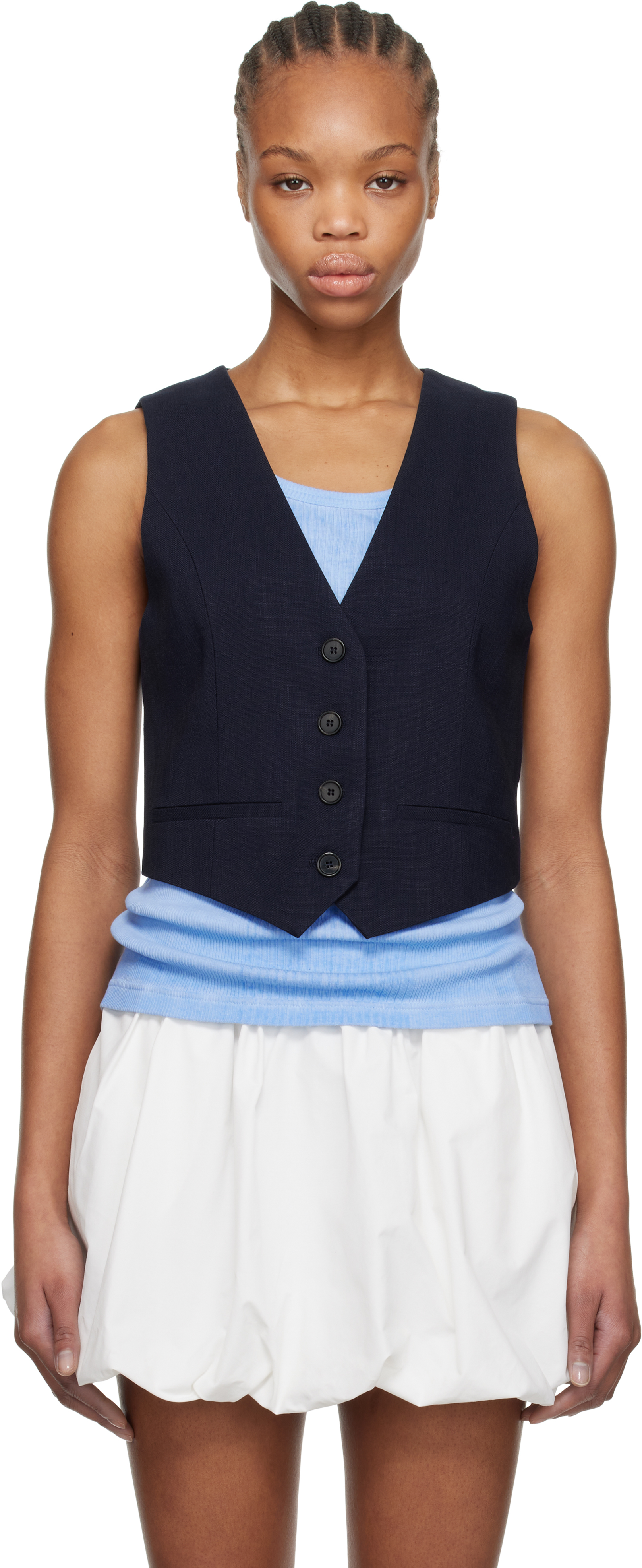 Beige Button Vest