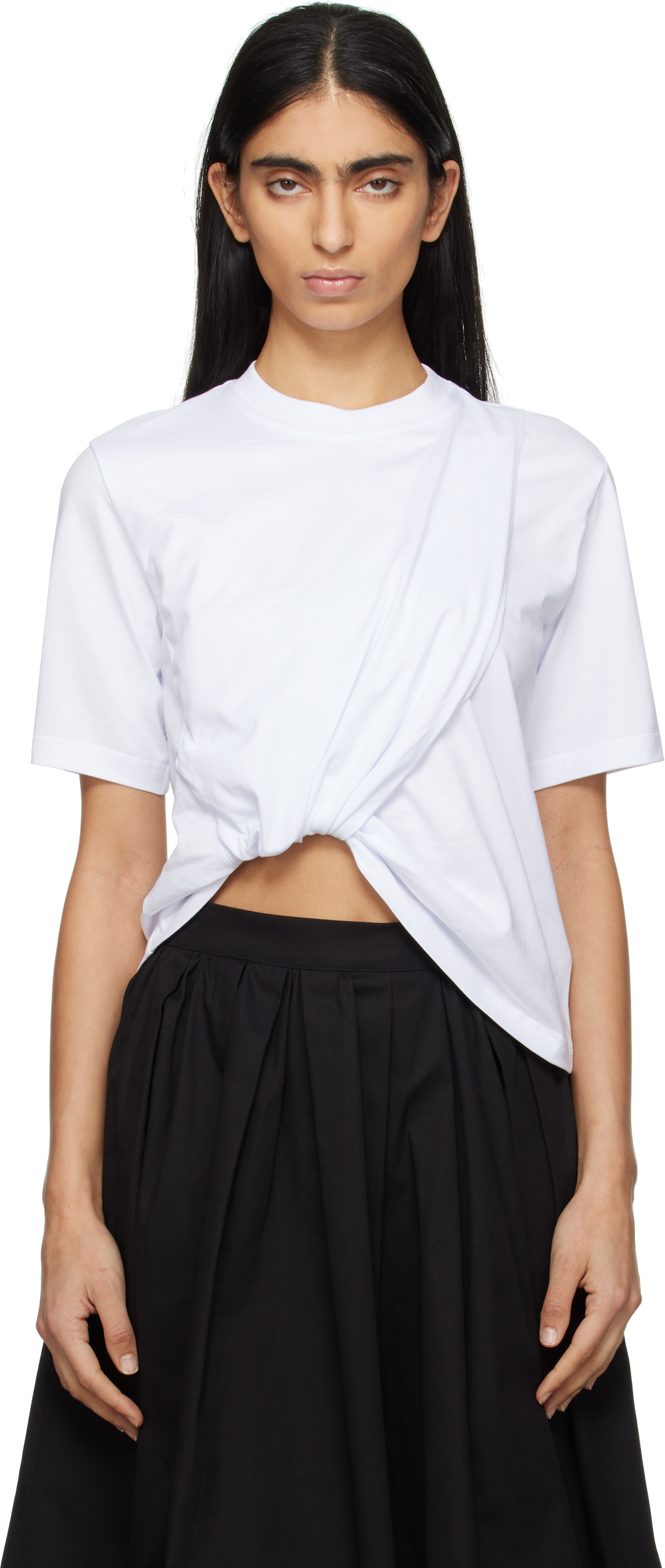Tシャツ・カットソー MSGM Woman T-Shirt White 3842MDM112 257002 01 Round neck cotton T-shirt with embroidered logo - MSGM Official