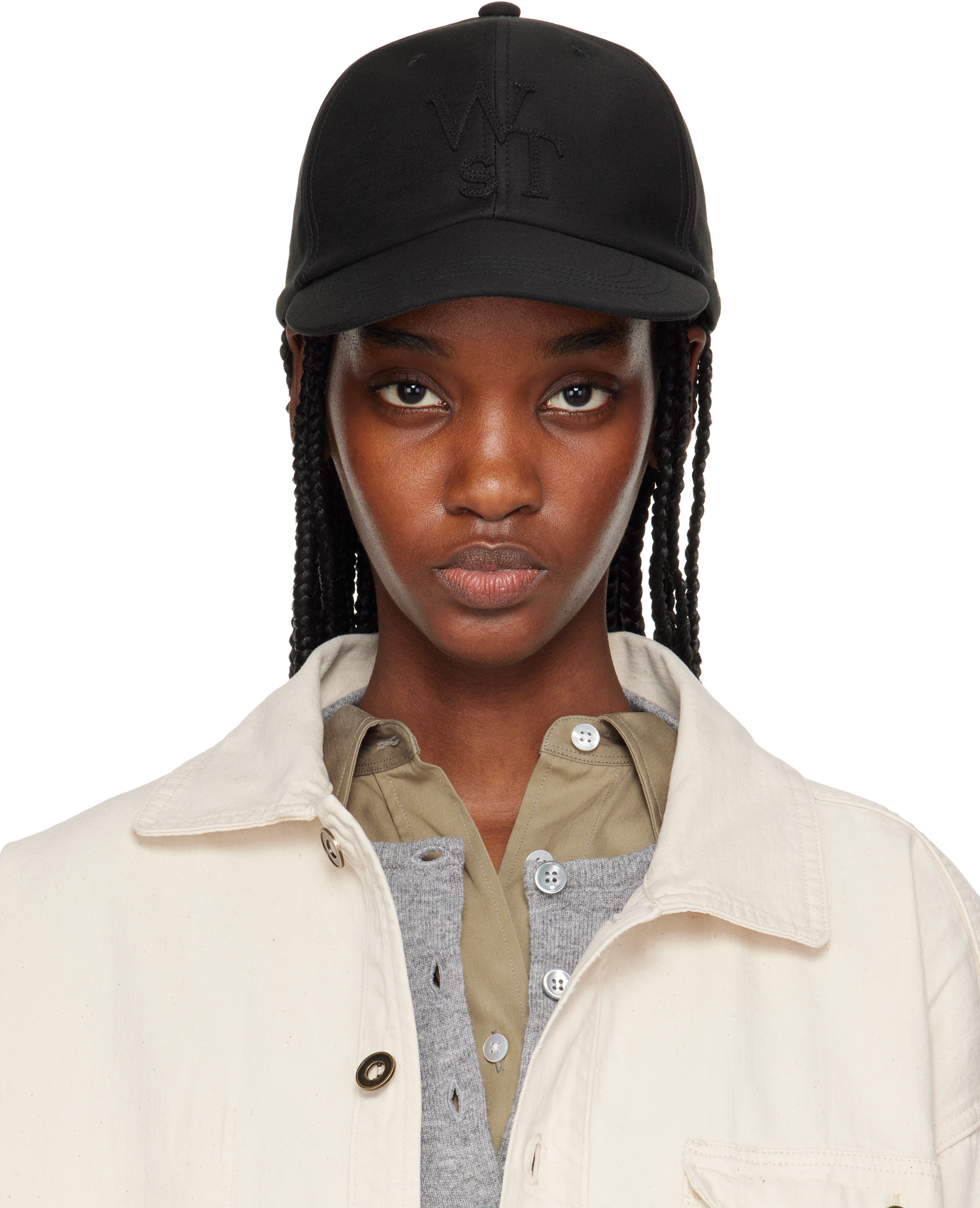 Sacai Black Wtaps Edition Cotton Back Satin Cap In 001 Black