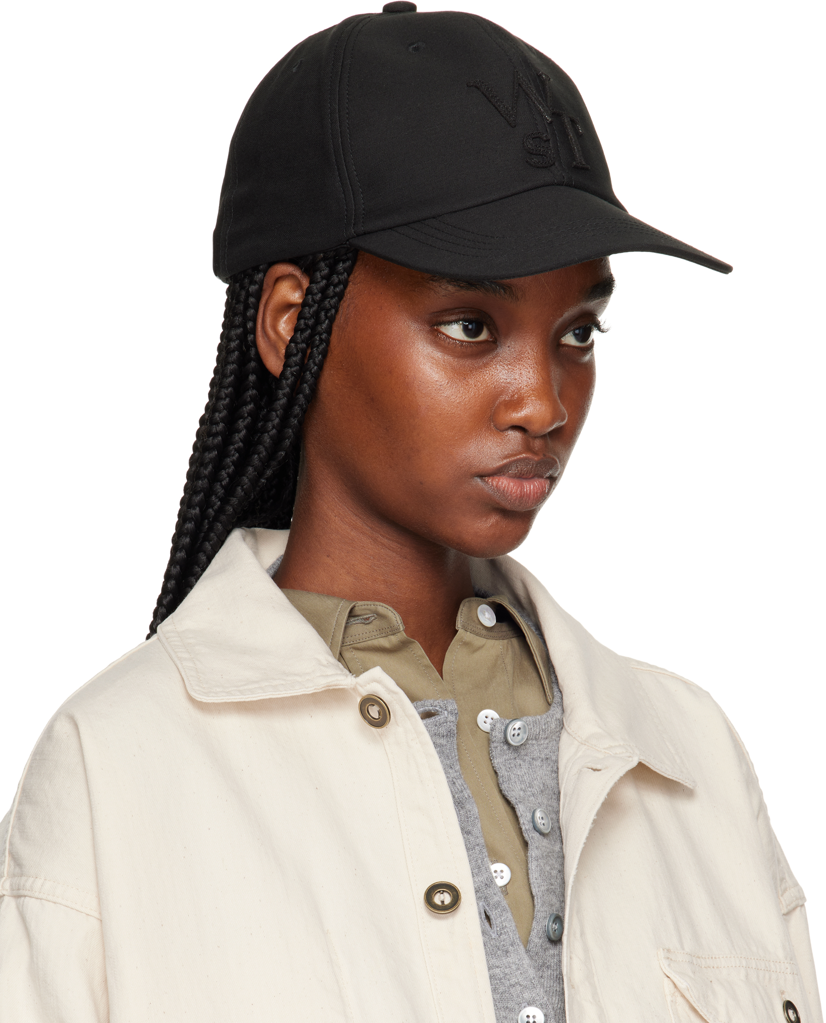 Sacai Black Wtaps Edition Cotton Back Satin Cap In 001 Black