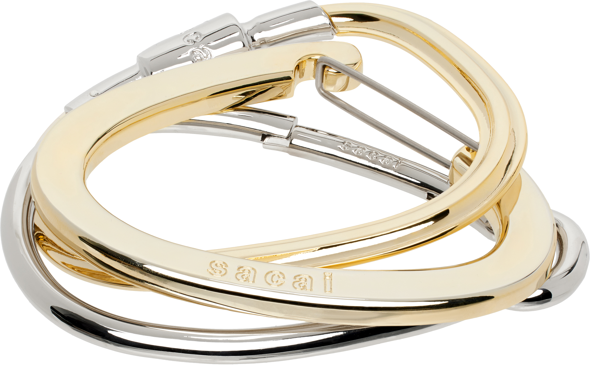 Gold & Silver Carabiner Bangle Bracelet