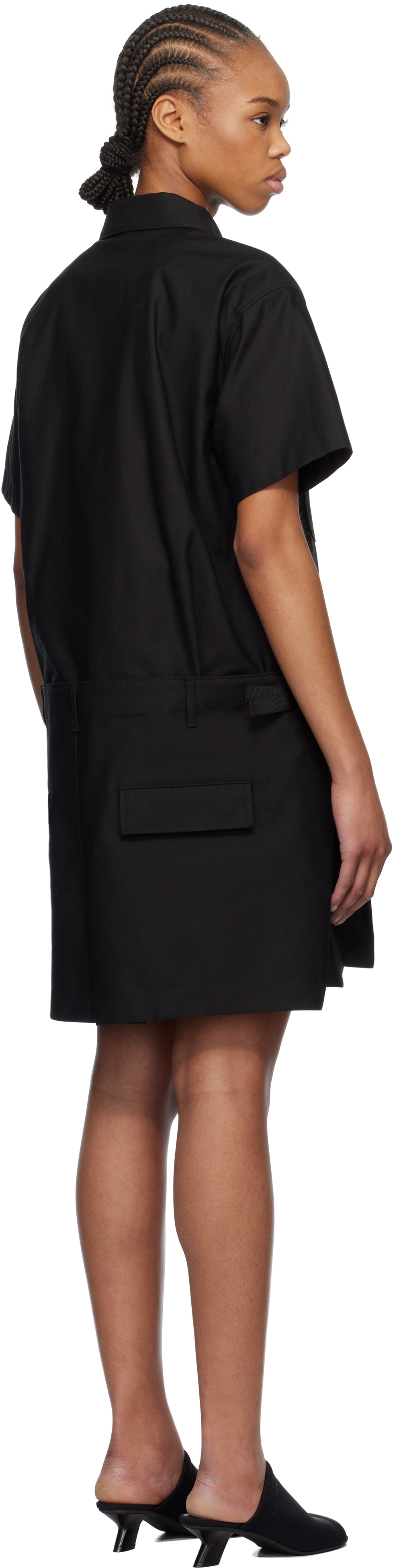 Sacai Black Wtaps Edition Cotton Back Satin Minidress In 001 Black
