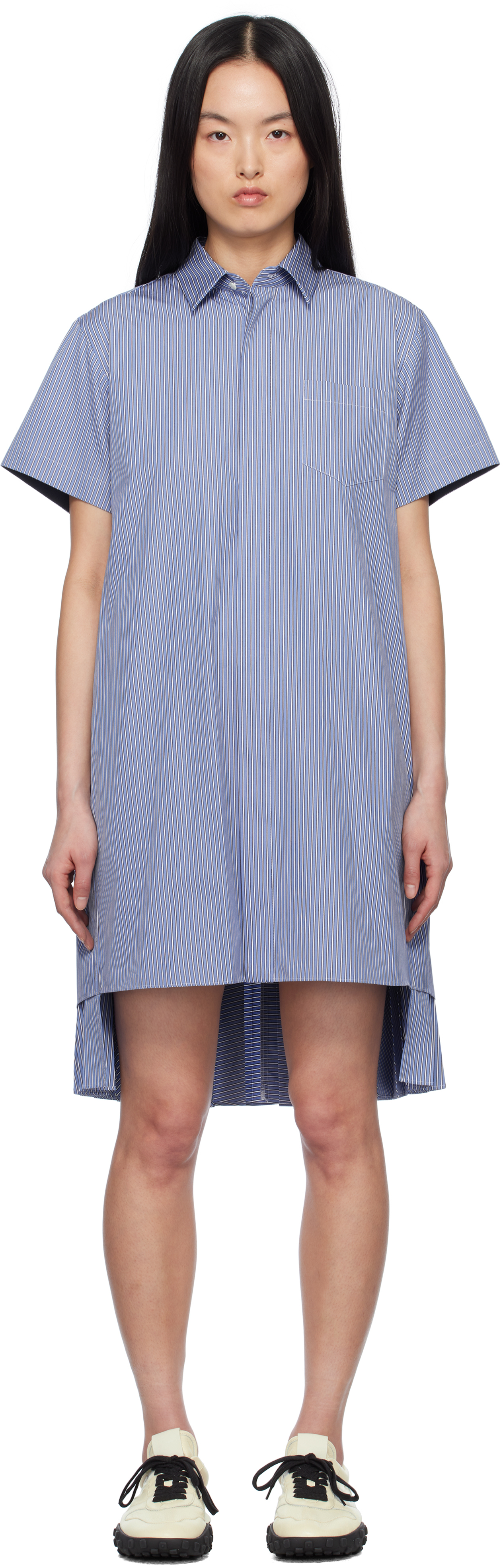 Blue Cotton Poplin Minidress