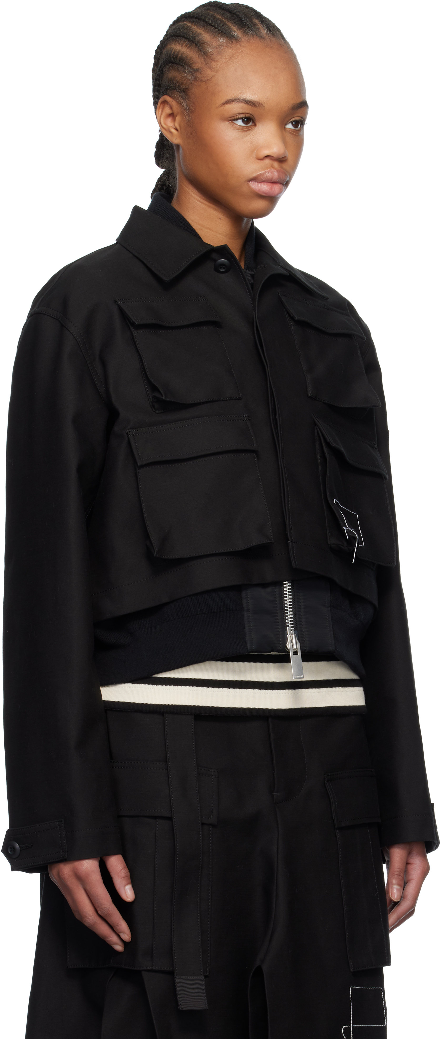 SACAI BLACK WTAPS EDITION COTTON BACK SATIN & NYLON TWILL JACKET