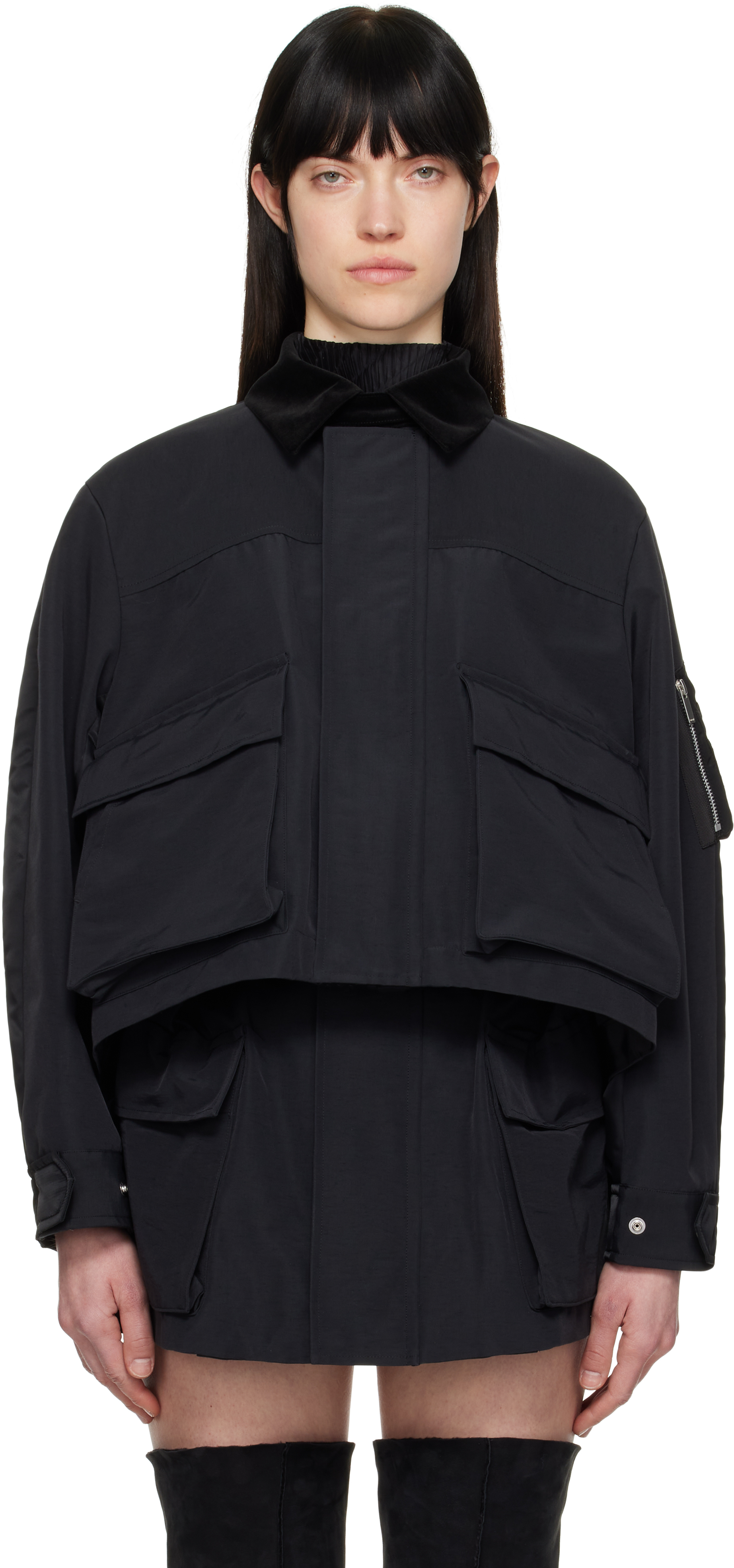 【関税&送料込】Sacai Grosgrain Bonding X Silk Organdy Blous Sacai Grosgrain Bonding Jacket in Black/Off White – Hampden