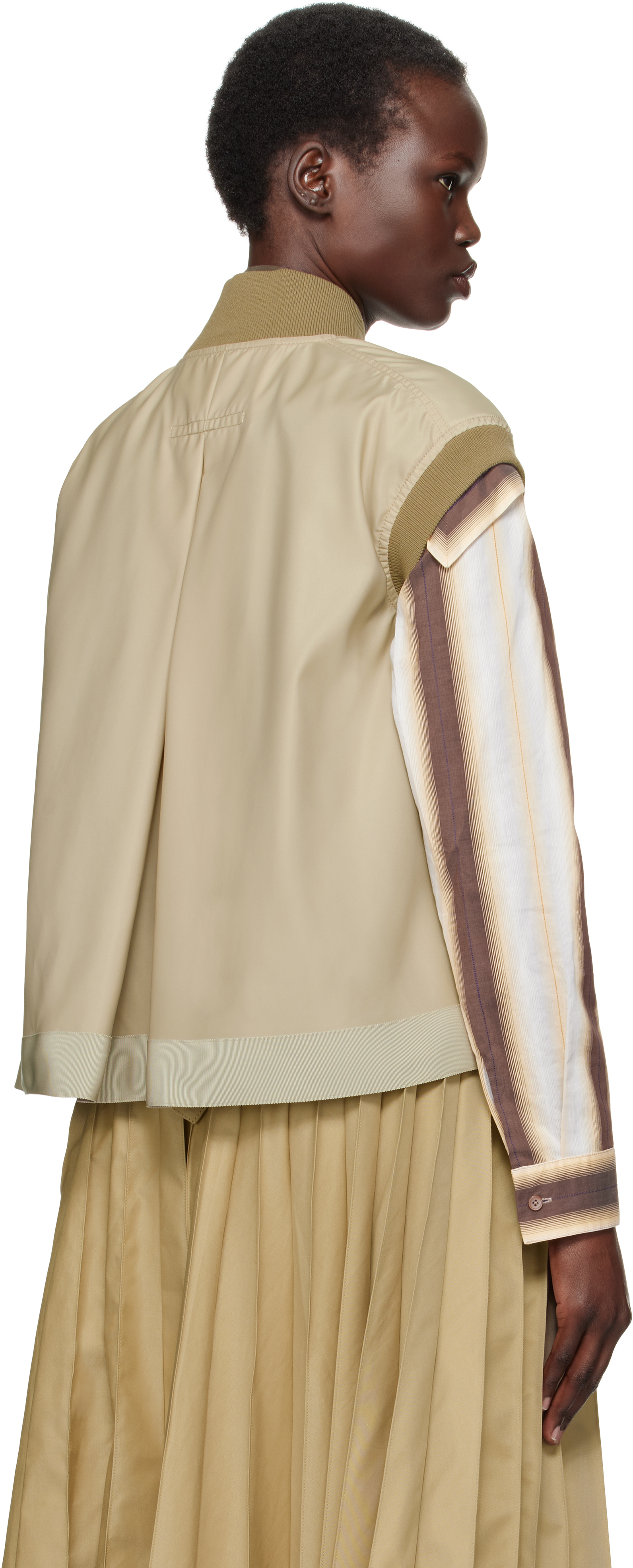 Sacai Twill Knit Nylon Vest In 651 Beige