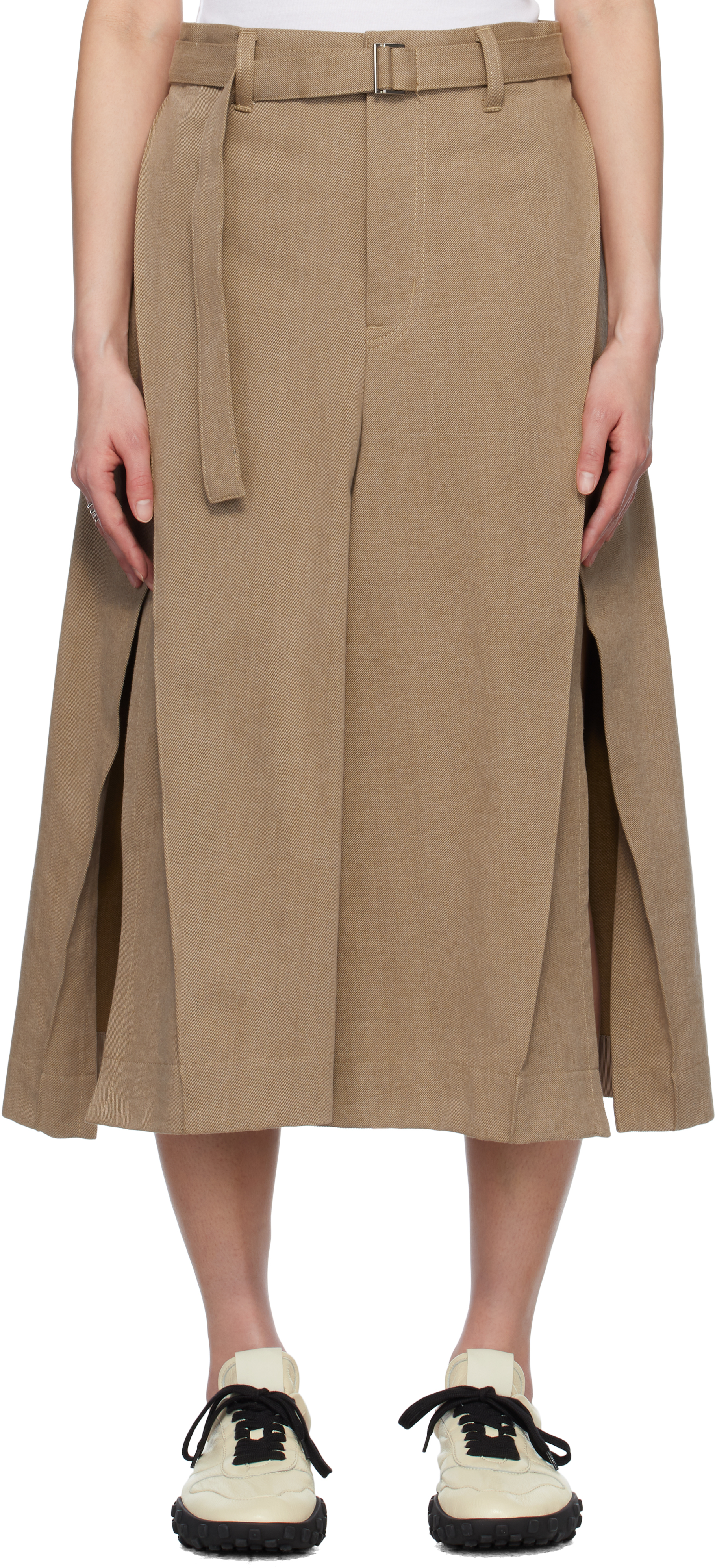 【関税込み】sacai ベージュ Mix Denim マキシスカート Beige Mix Denim Midi Skirt by sacai on Sale