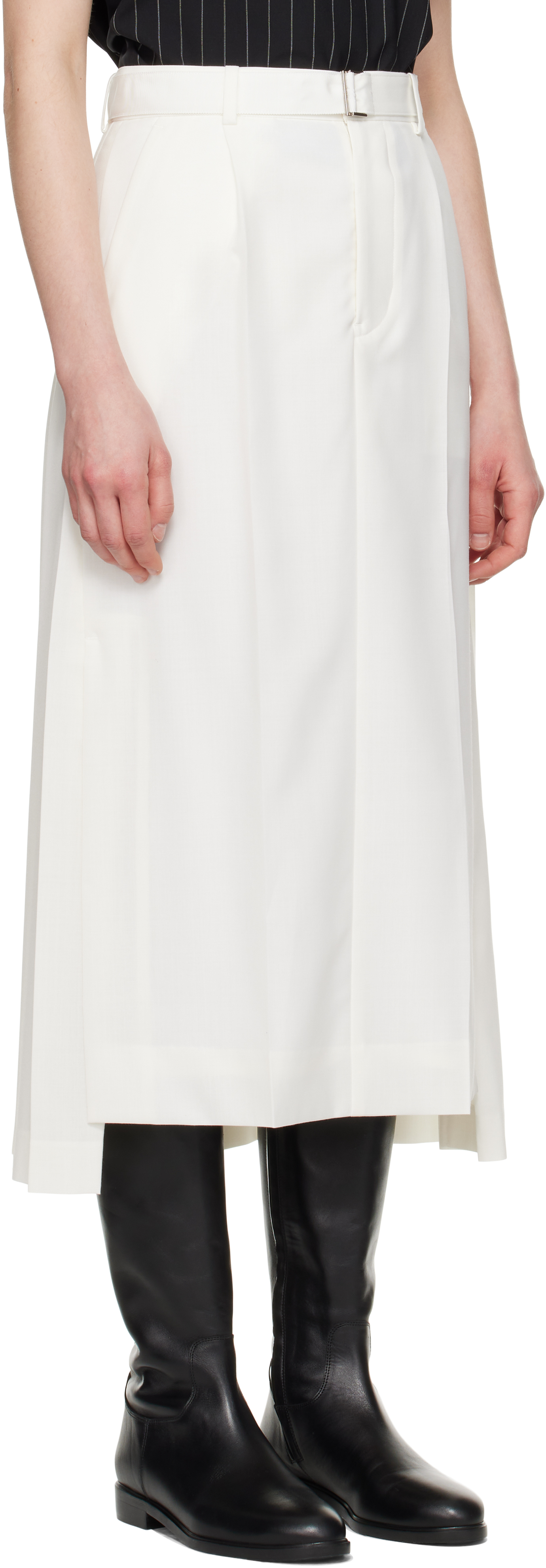 Sacai Off-white Suiting Midi Skirt In 151 Off White