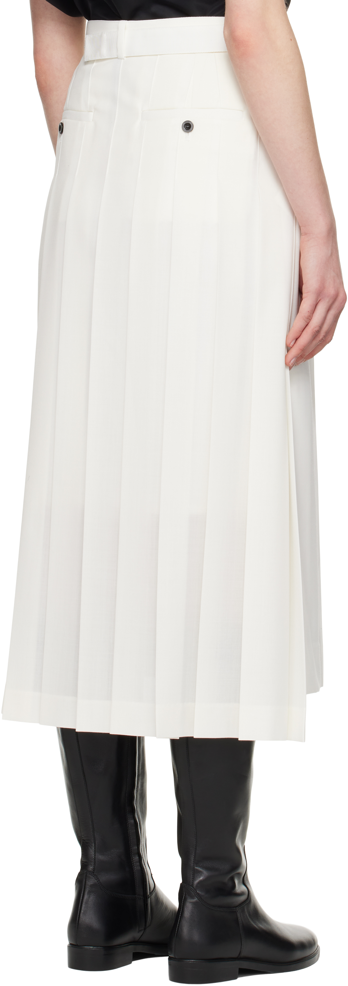 Sacai Off-white Suiting Midi Skirt In 151 Off White