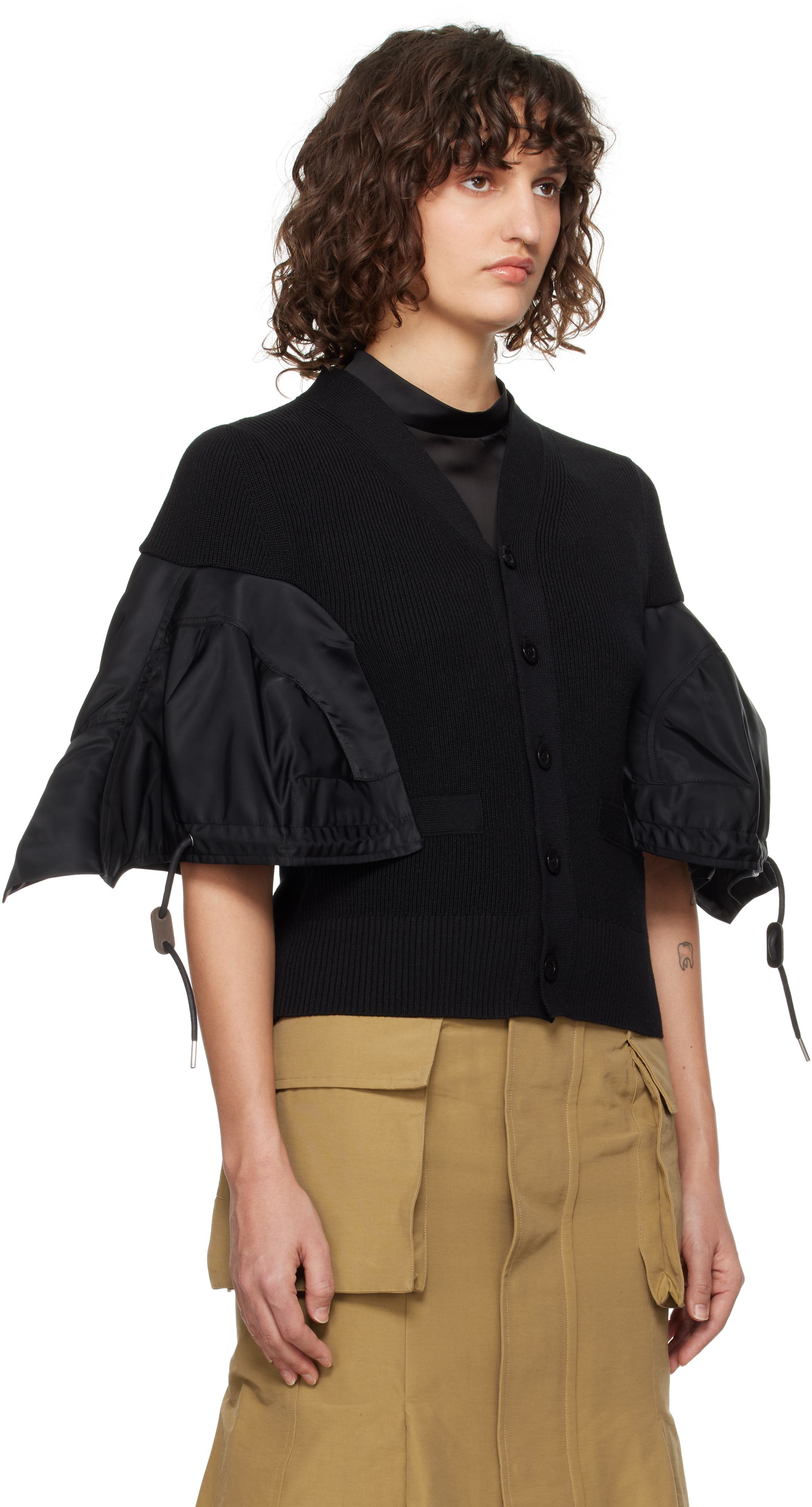Sacai Panelled Sweatshirt In 001 Black