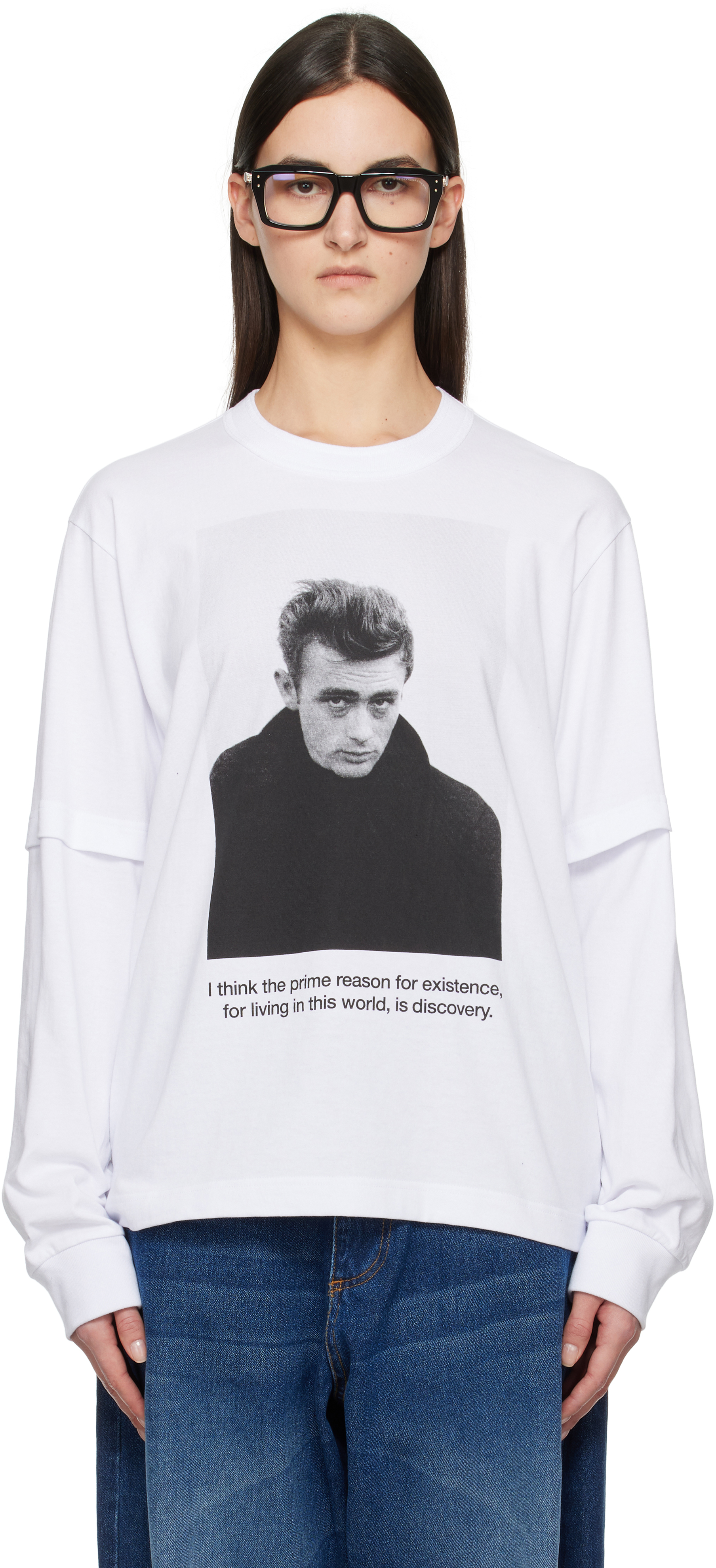 【関税込み】sacai ホワイト James Dean 長袖Tシャツ sacai White James Dean Long Sleeve T-shirt Sacai