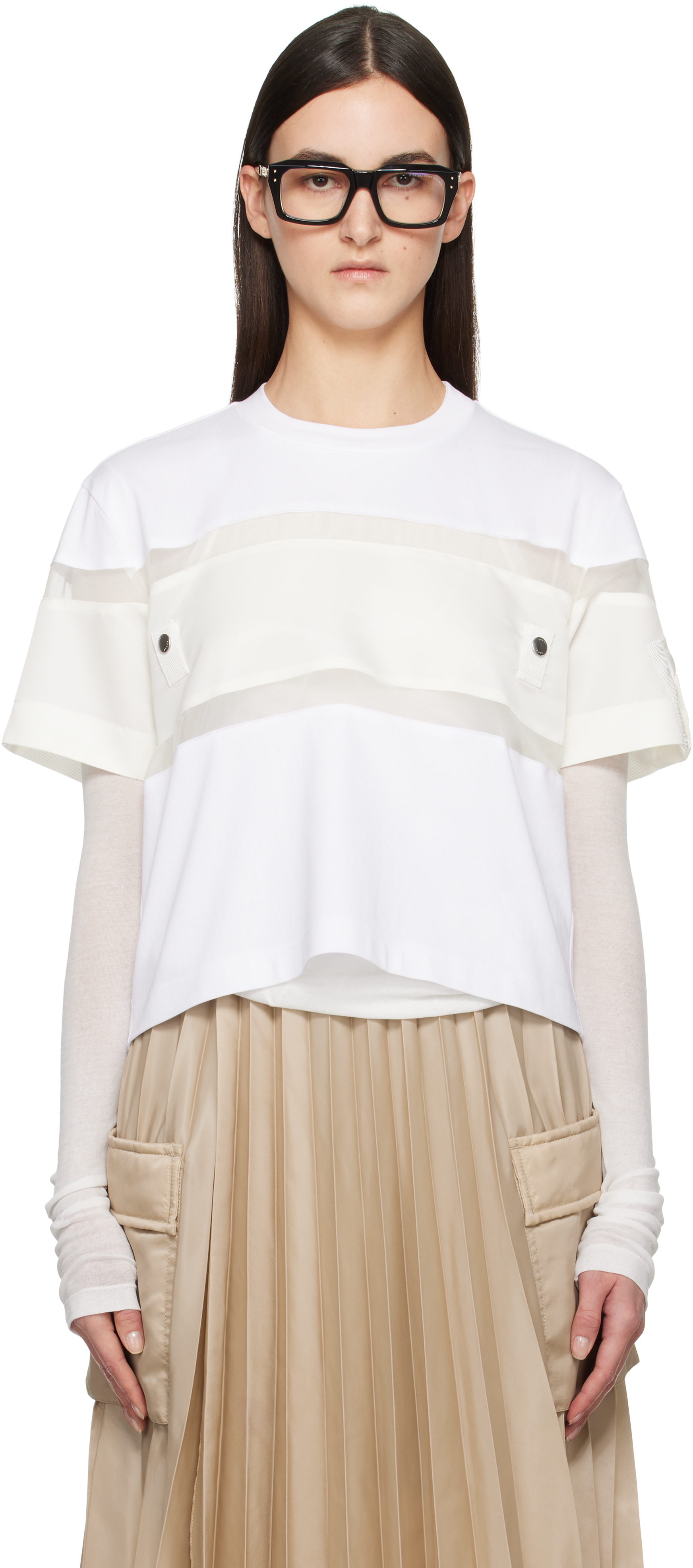 sacai★ナイロンツイル コットンジャージーミックス Tシャツ Nylon Twill Mix Cotton Jersey T-Shirt | sacai Official Store