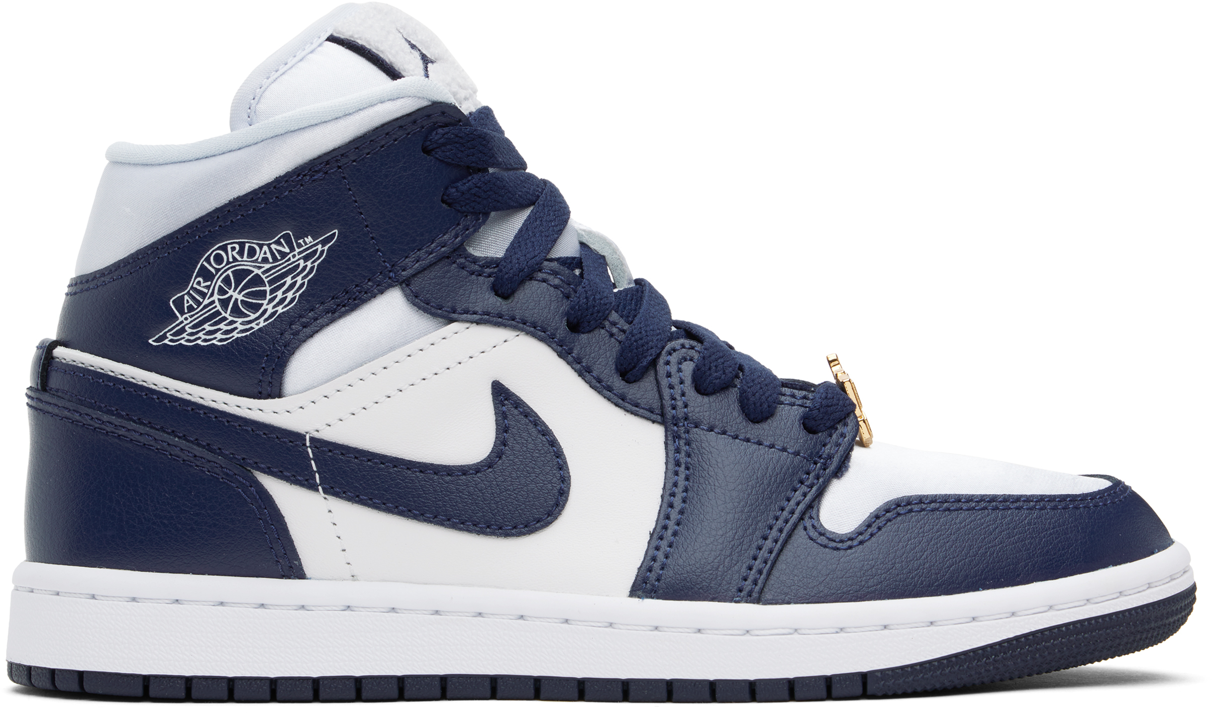 Navy & White Air Jordan 1 Mid SE Sneakers