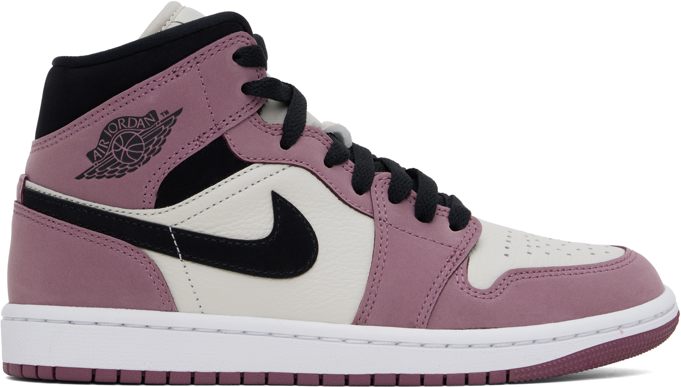 Nike Off-white & Purple Air Jordan 1 Mid Se Sneakers In Lt Mulberry/black-lt