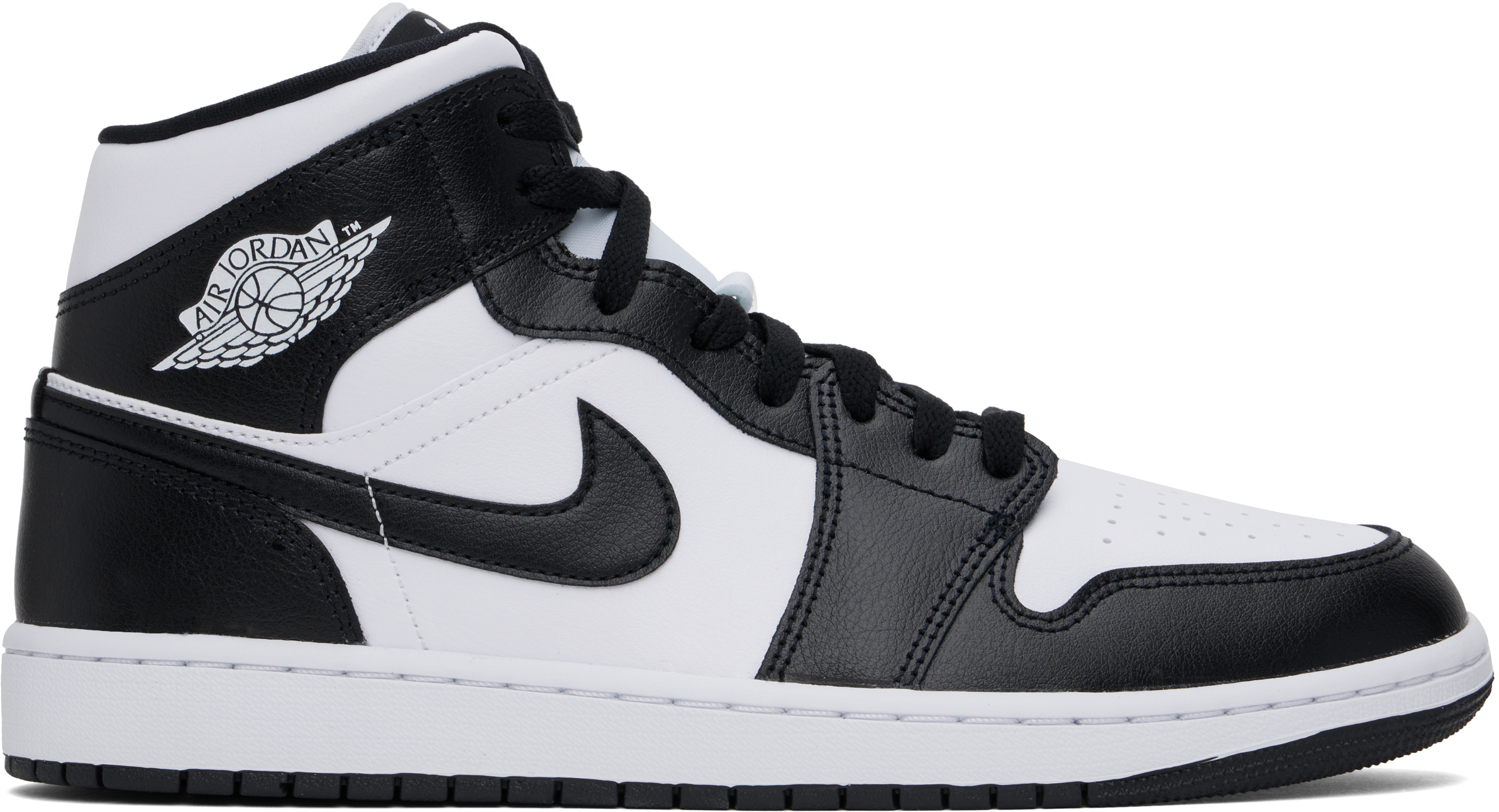 NIKE BLACK & WHITE AIR JORDAN 1 MID SNEAKERS 