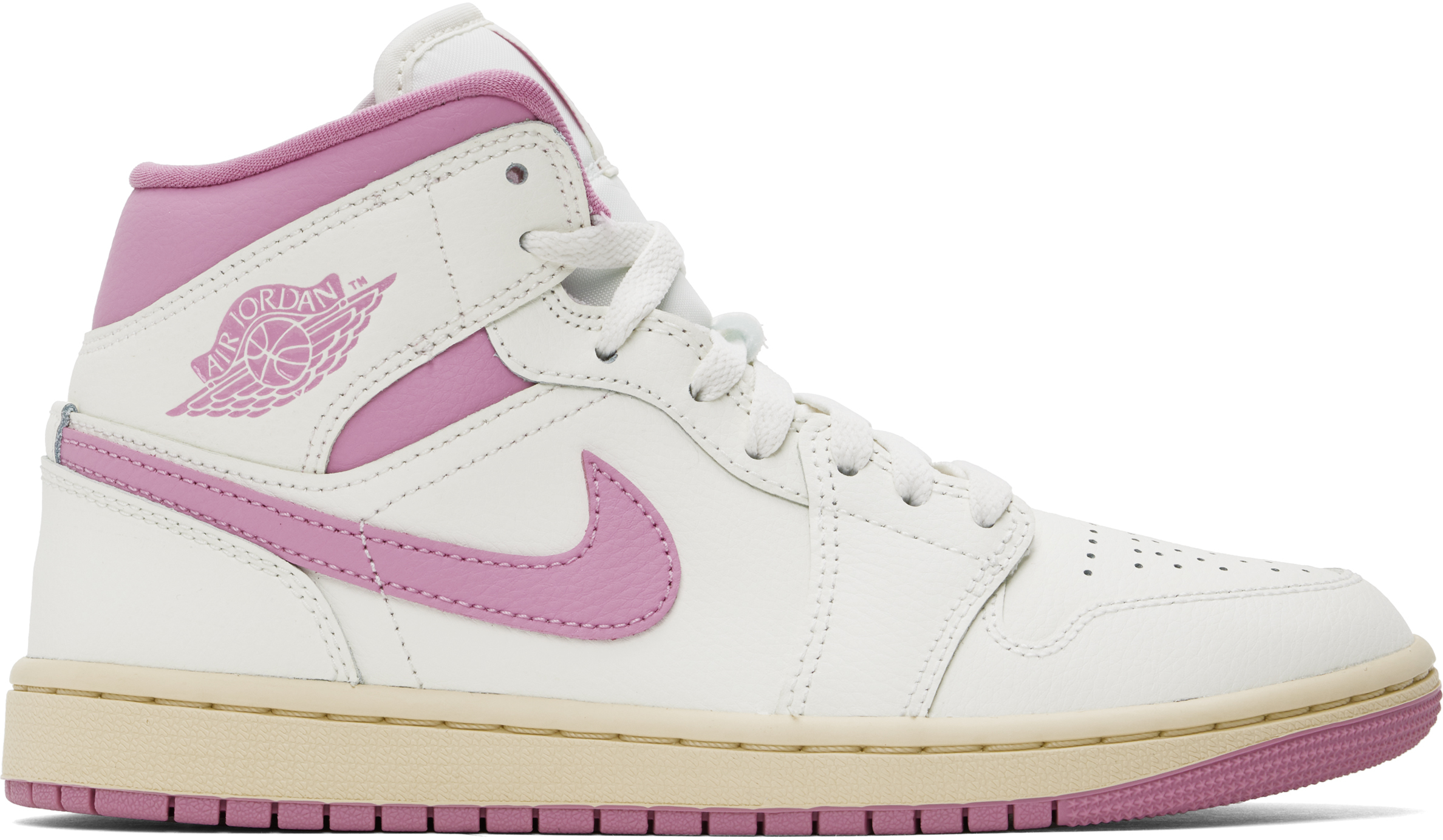 Pink & White Air Jordan 1 Mid Sneakers