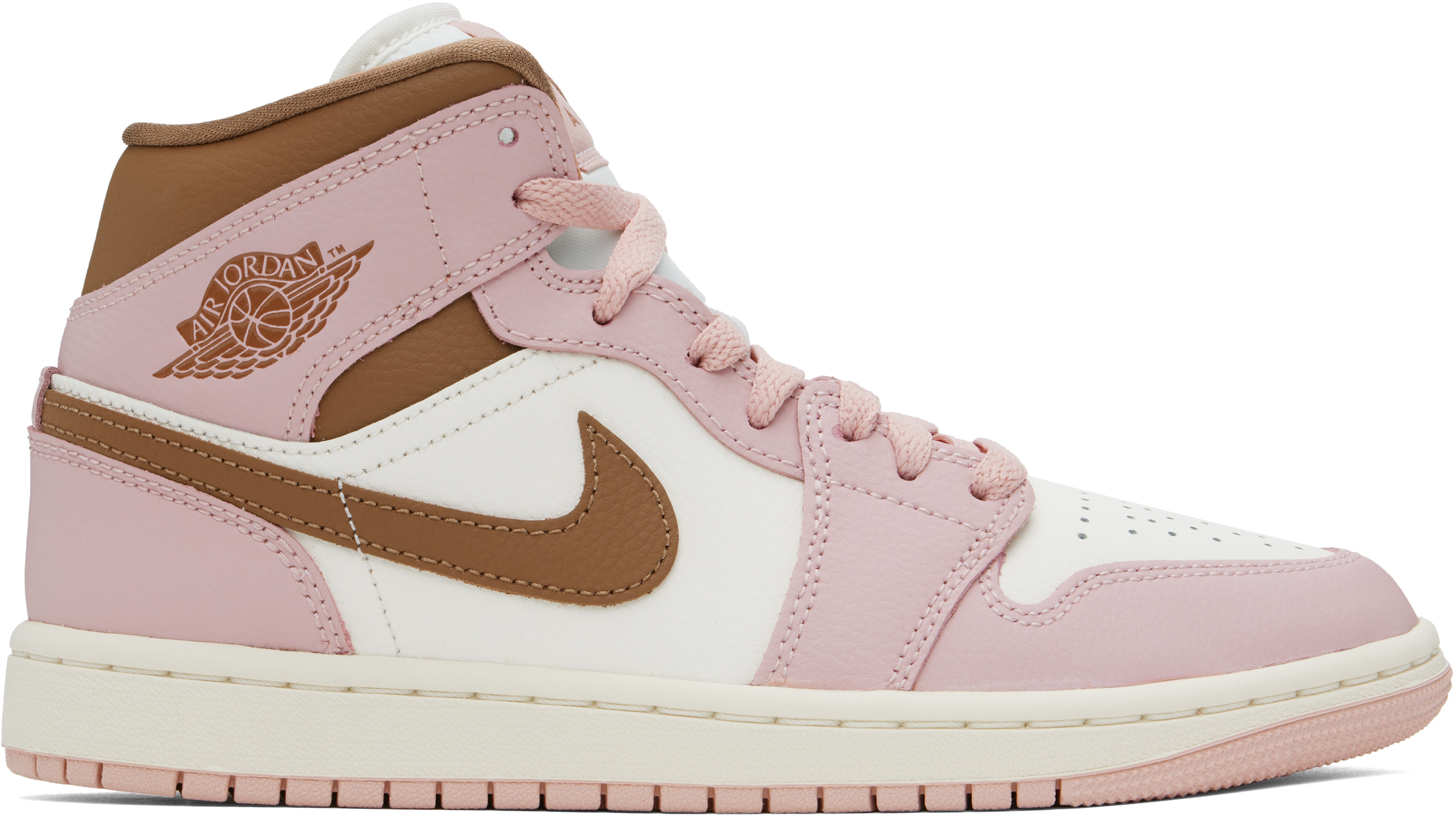 Pink & White Air Jordan 1 Mid Sneakers