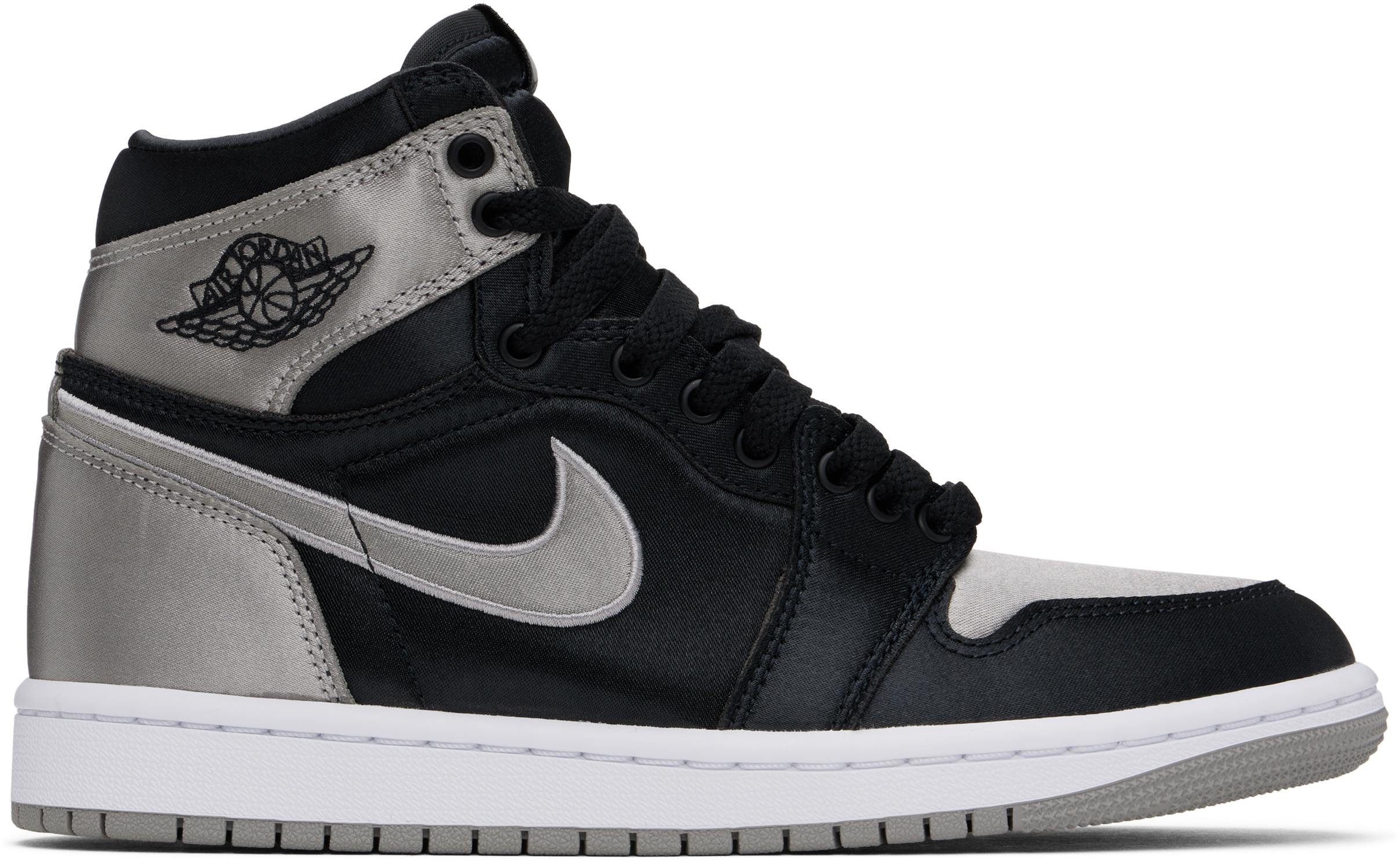 Shop Nike Black & Silver Air Jordan 1 High Og Sneakers In Satin Shadow