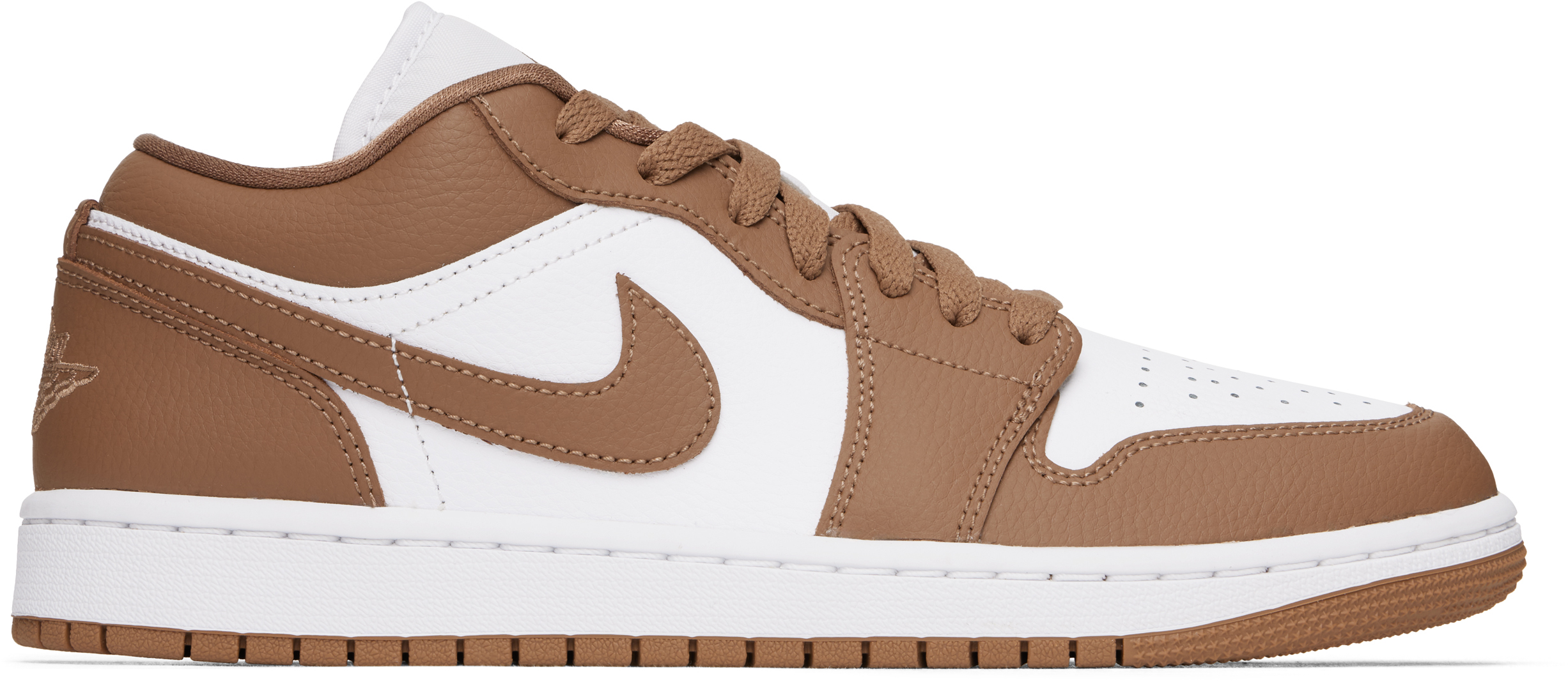 White & Brown Air Jordan 1 Low Sneakers