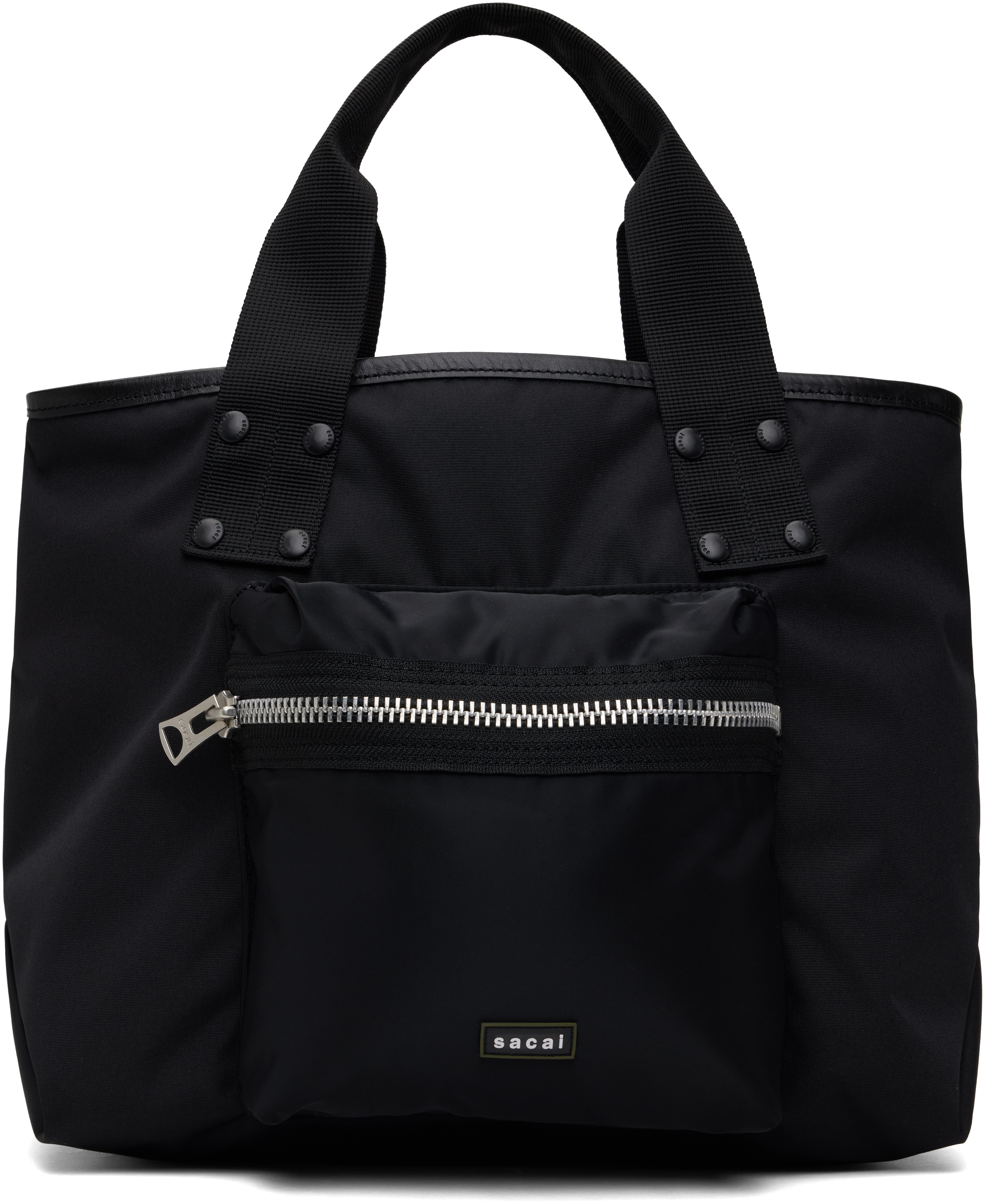 Black Pocket Medium Tote