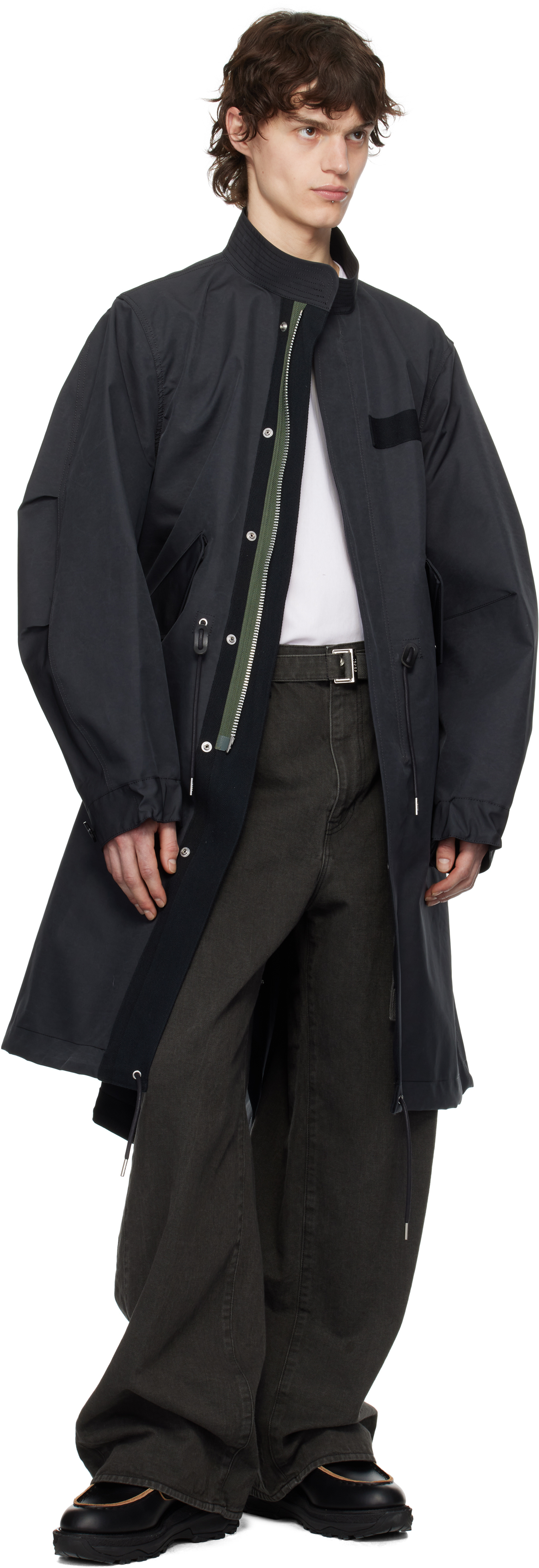 Sacai Black 3 Layer Bonding Coat In 001 Black