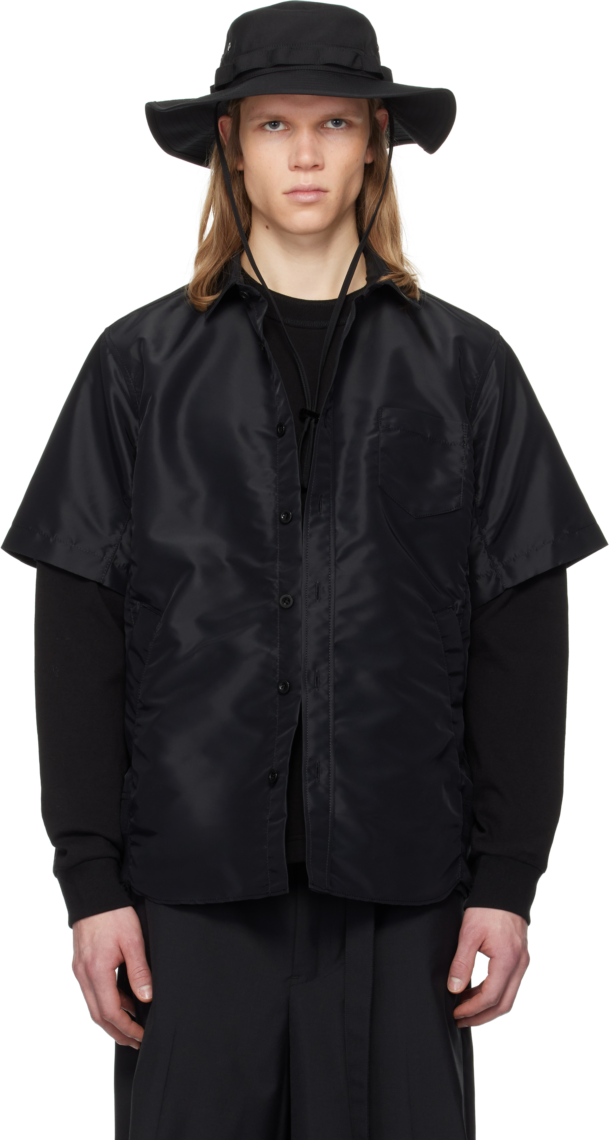 【人気商品！】sacai ブラック パネル スウェットシャツ sacai: ブラック パネル スウェットシャツ | SSENSE 日本