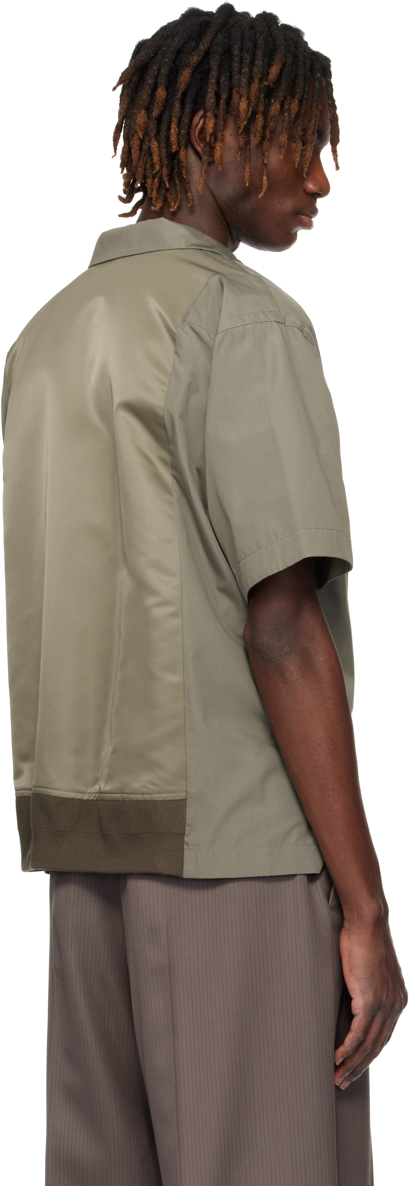 Sacai Khaki Cotton Poplin Shirt In 550 Taupe