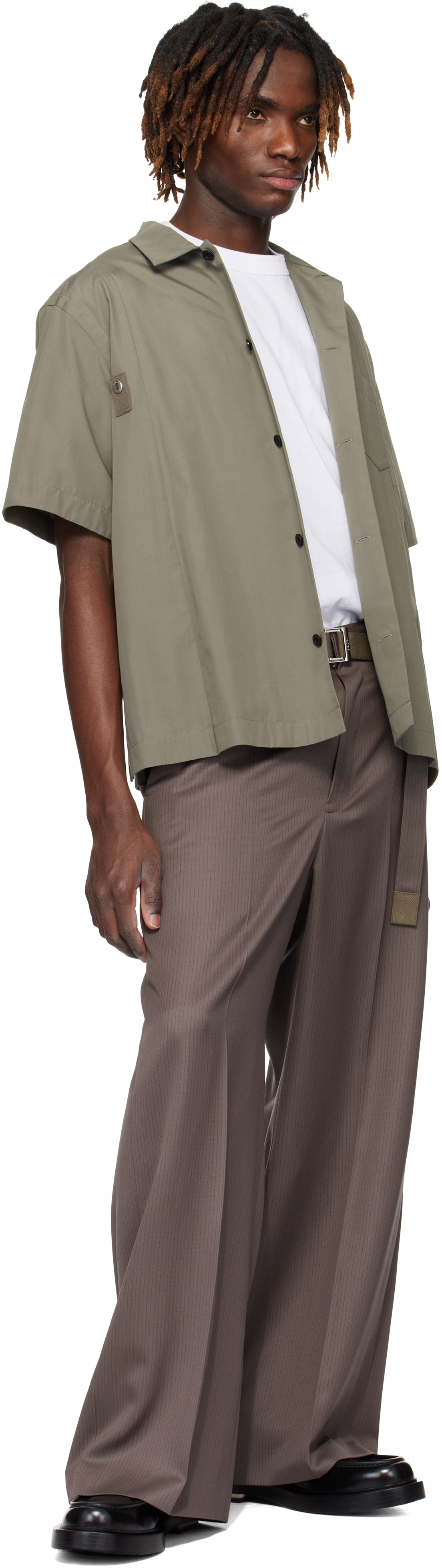 Sacai Khaki Cotton Poplin Shirt In 550 Taupe