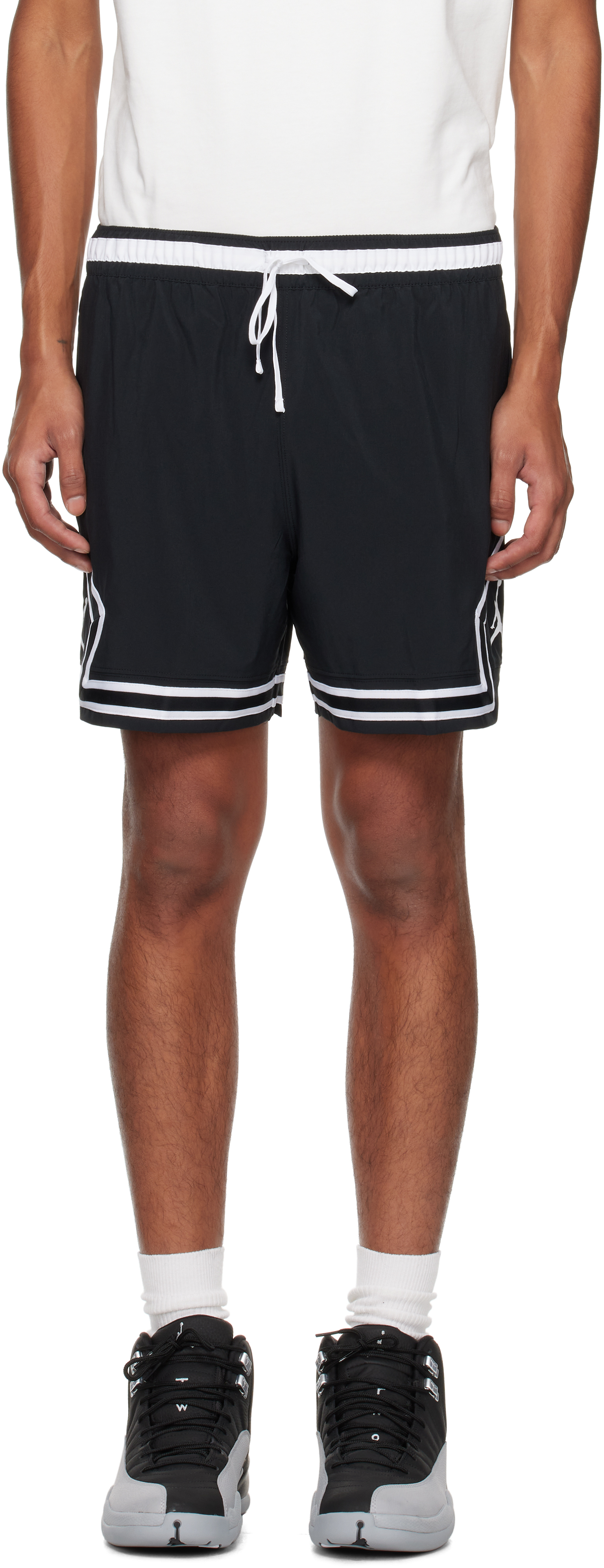 Shop Nike Black Jordan Sport Shorts In Black/white/white