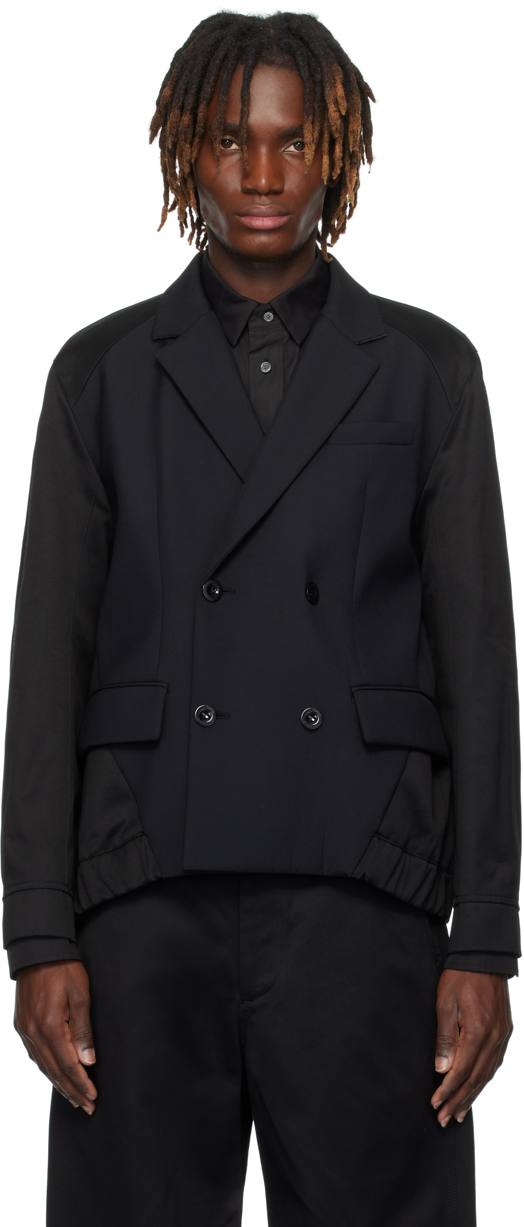 Black Suiting Bonding Mix Blazer