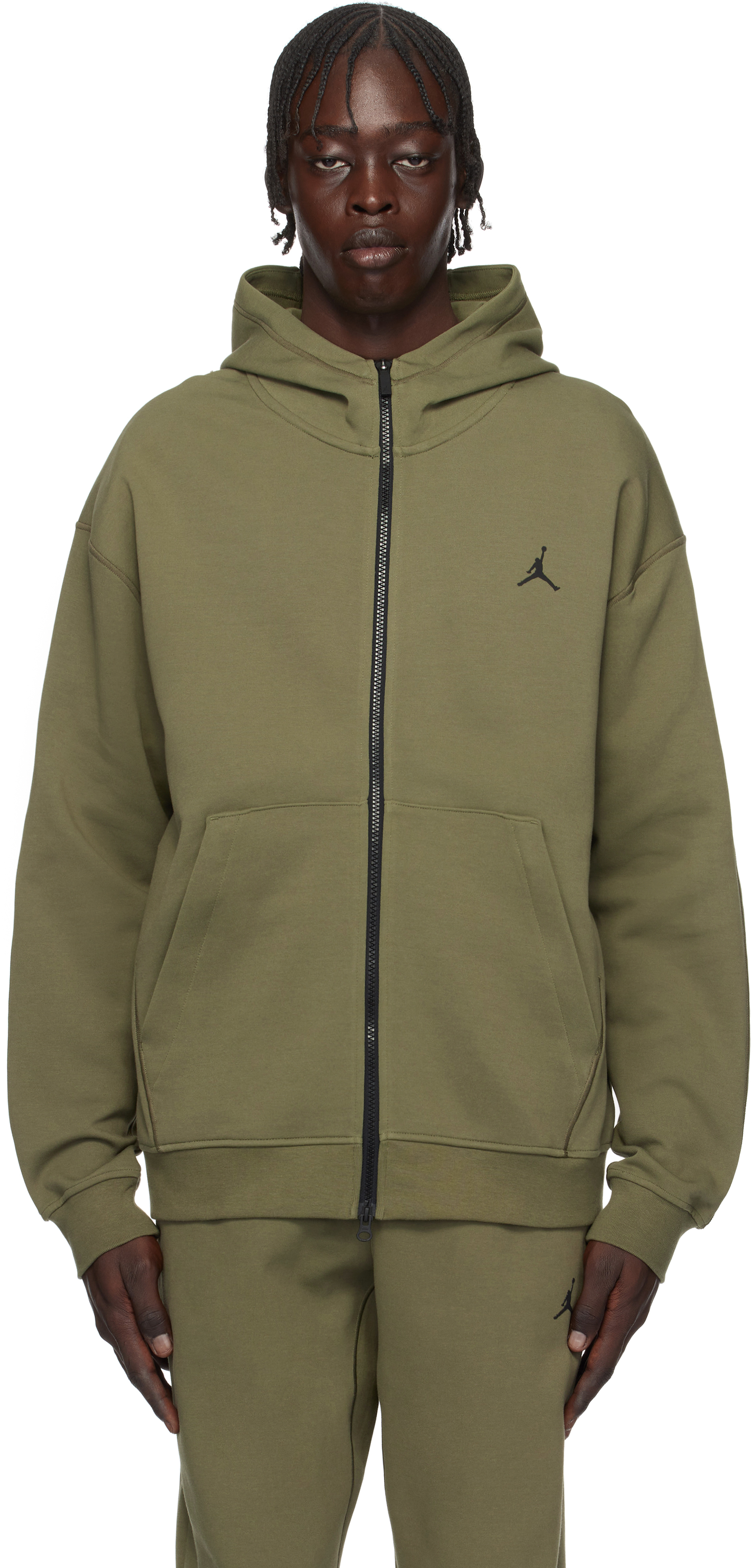Nike Jordan: Khaki Jordan Sport Hoop Fleece Hoodie | SSENSE